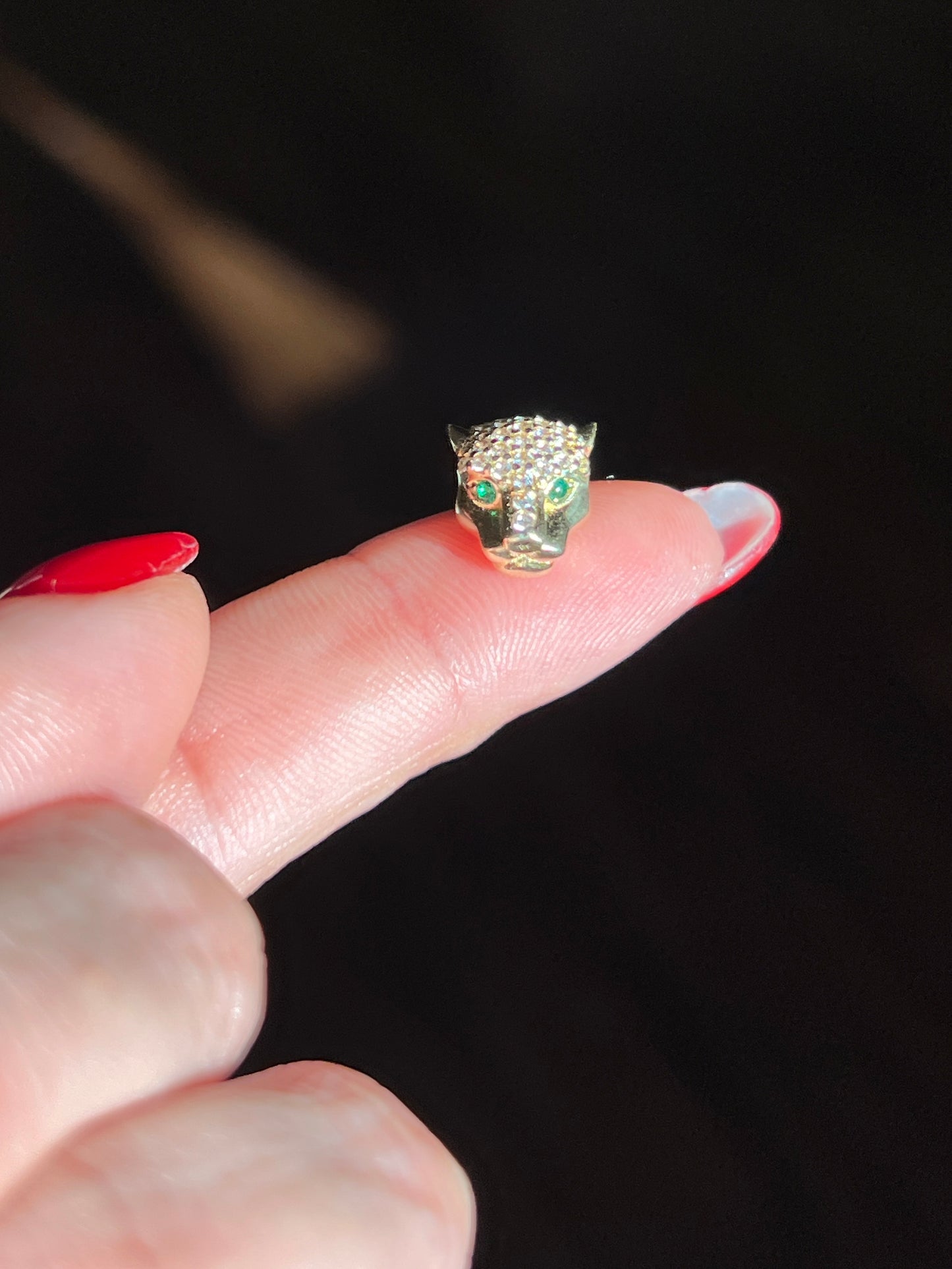 Estate 14k Gold Pavé Leopard Bead Charm