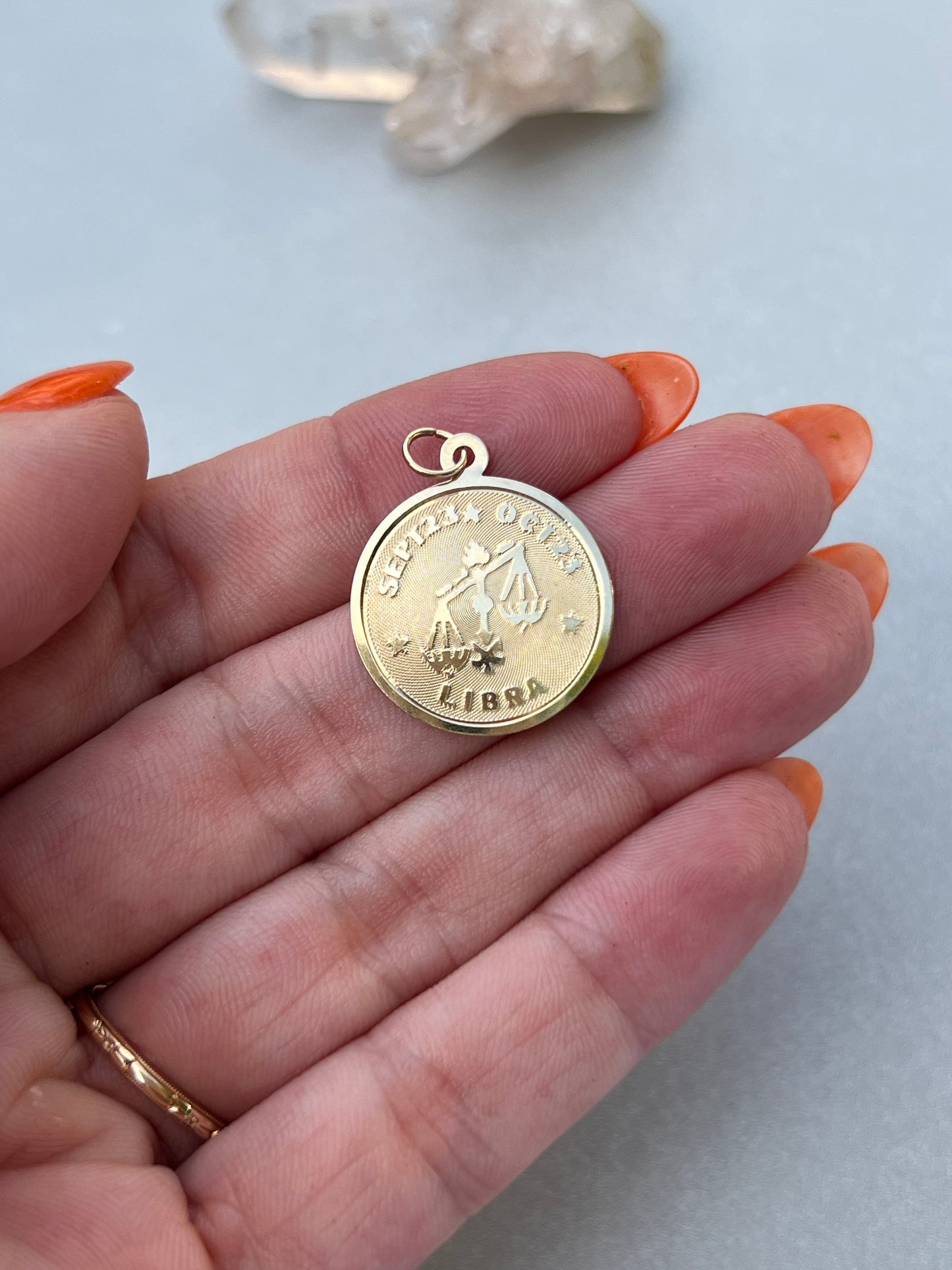 Vintage 14k Gold Libra Zodiac Coin Charm