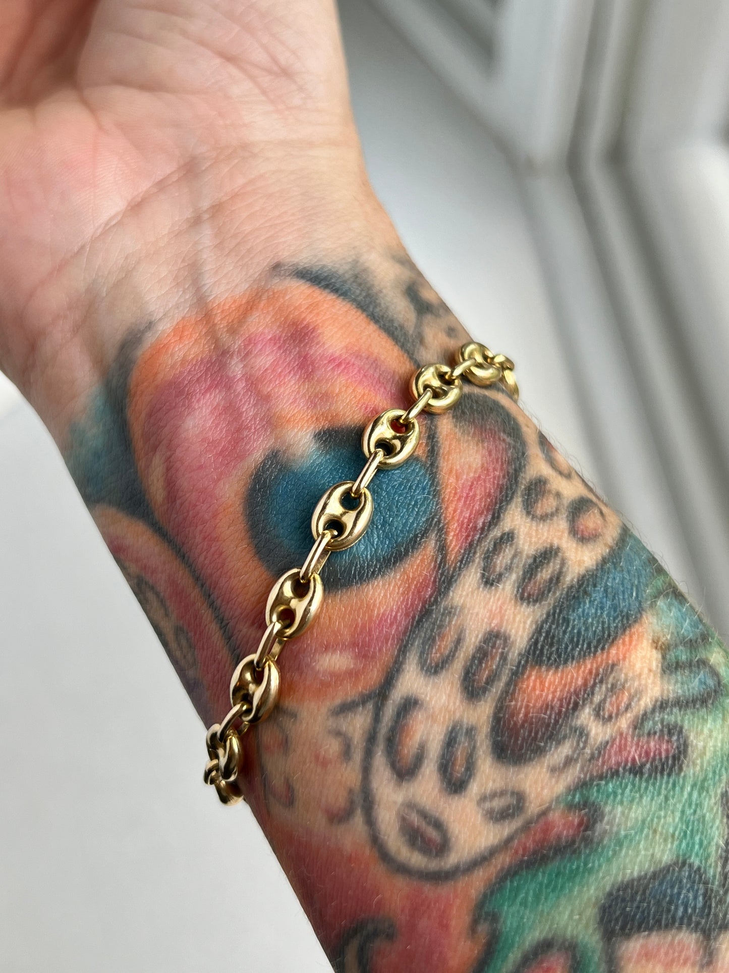 Vintage 14k Gold Puffy Gucci Link Bracelet