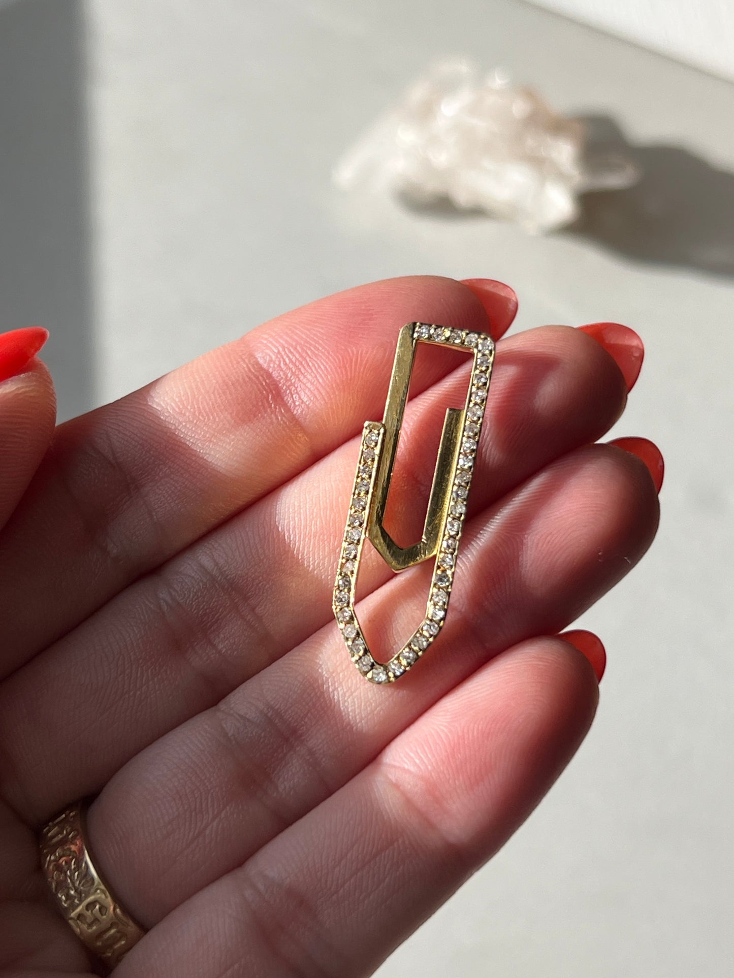 Vintage 14k Gold Diamond Pavé Paperclip/Extender/Charm Holder