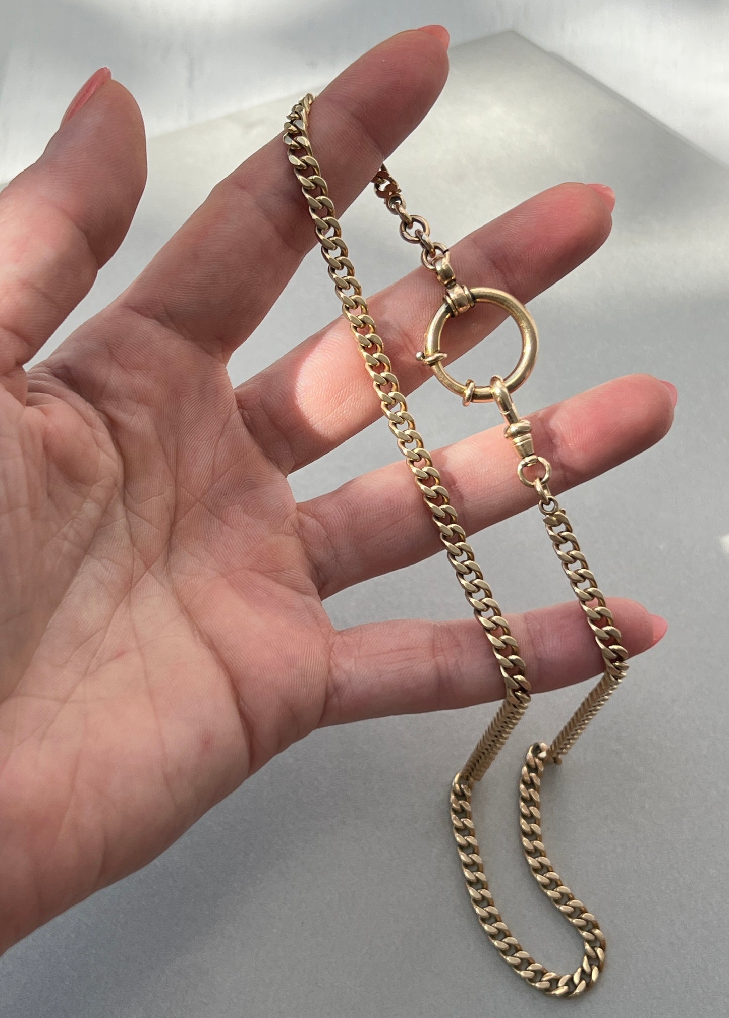 Vintage 14k Gold 17.5” Curb Link Watch Chain
