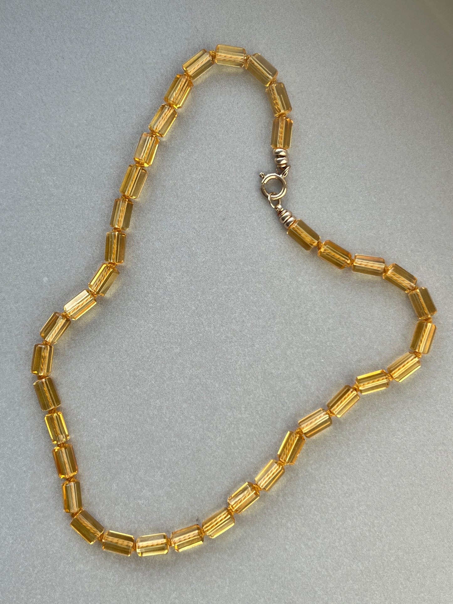 Custom 14k Gold 15.5” Citrine Silk-Knotted Gemstone Necklace