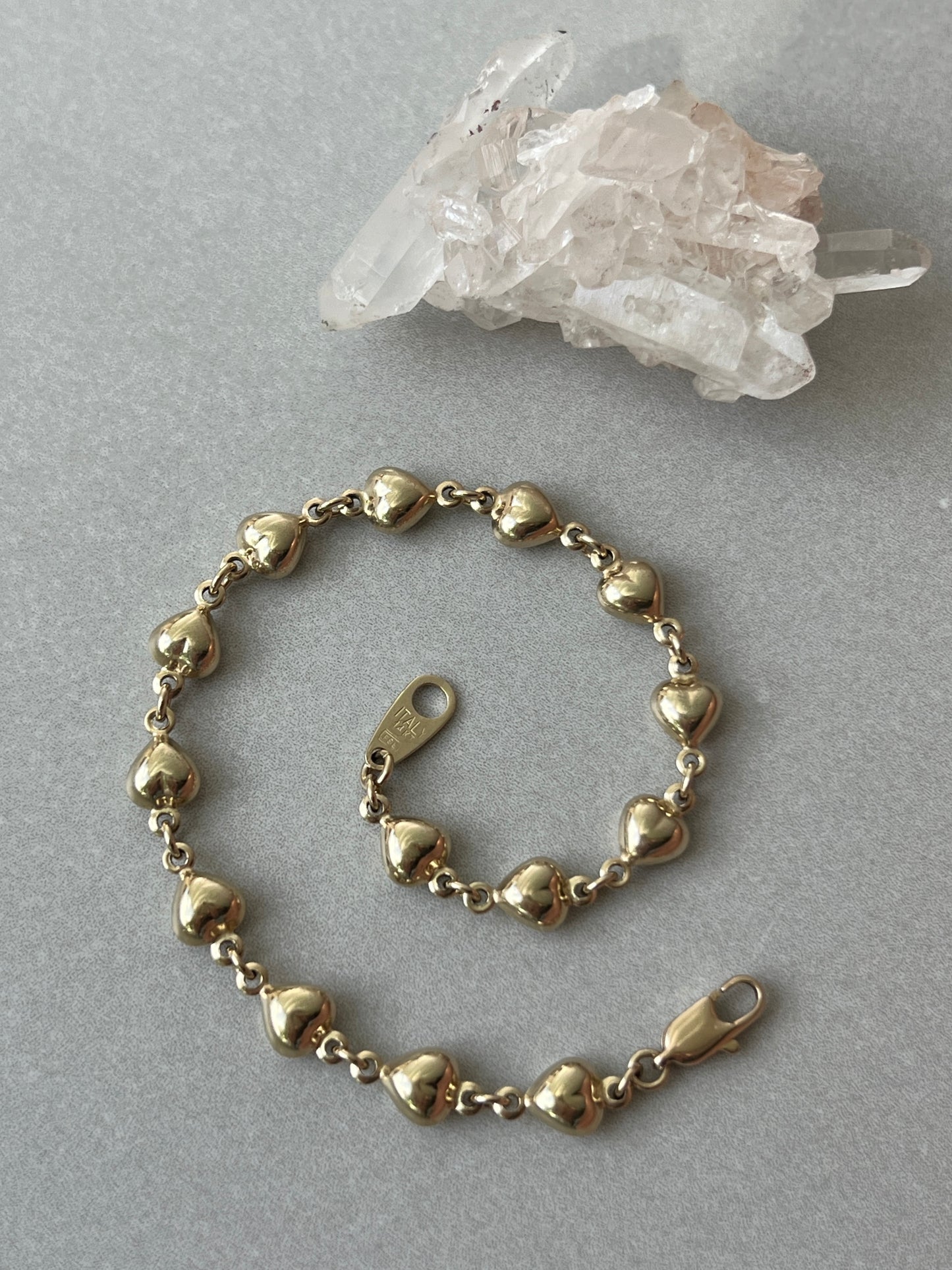 Vintage 14k Puffy Heart Link Bracelet