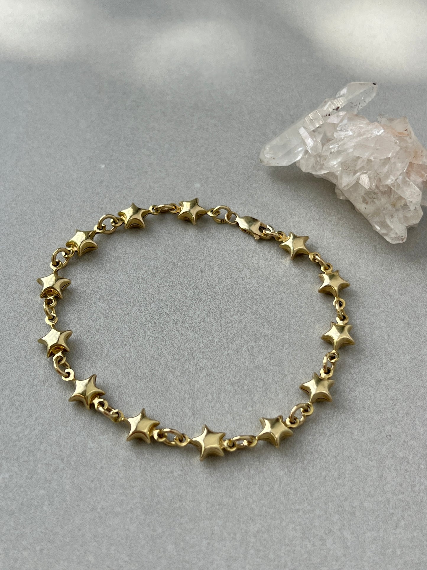Vintage 14k Puffy Stars Link Bracelet