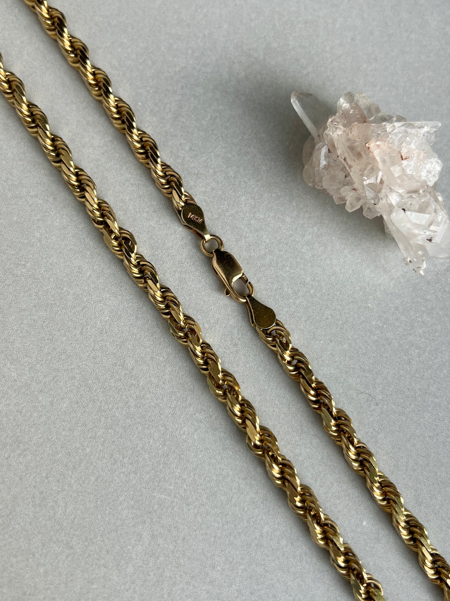 Vintage 14k Gold 23.5” Solid HEAVY Rope Link Chain Necklace