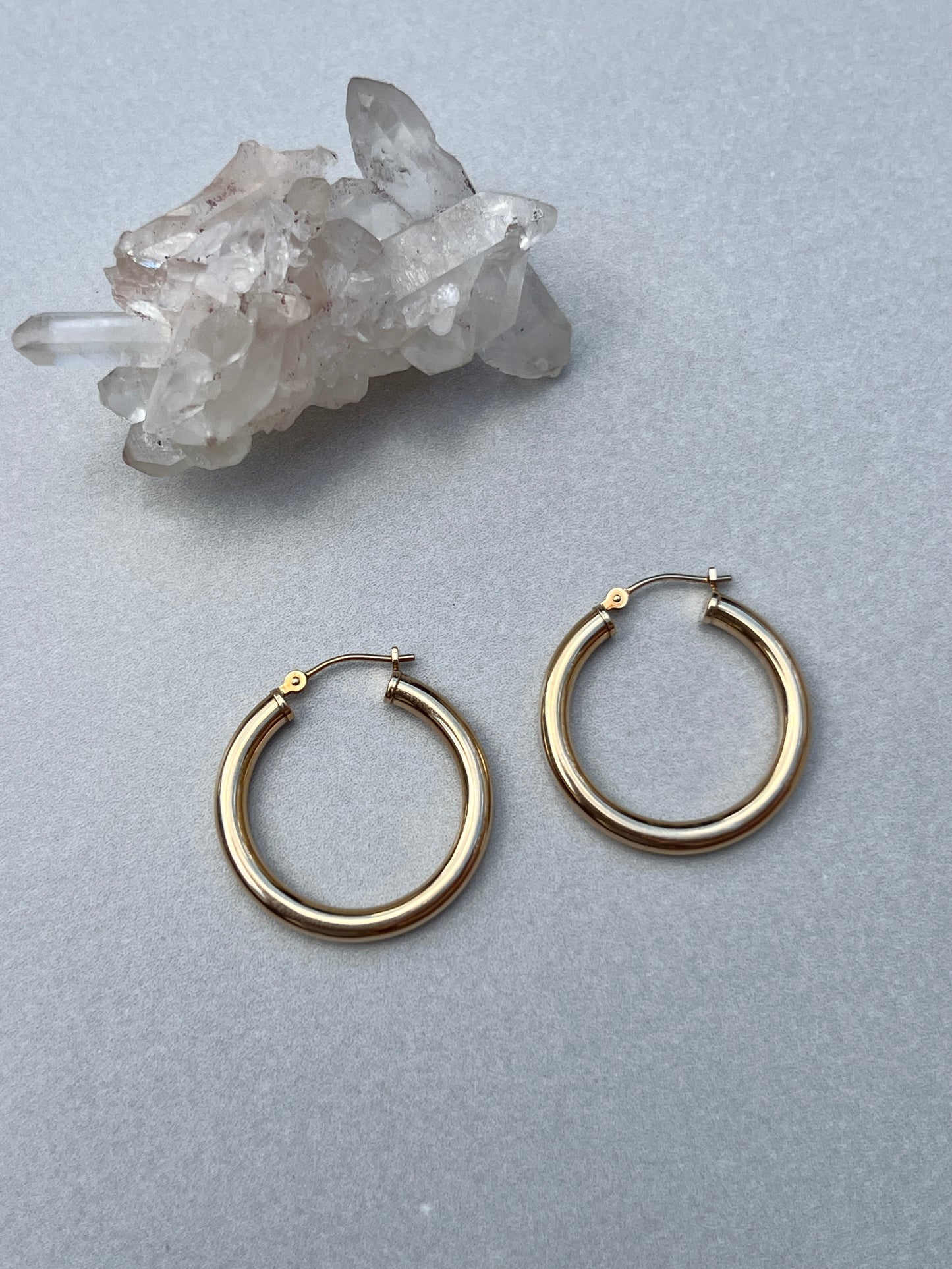 Vintage 14k Gold Large Tube Hoop Earrings