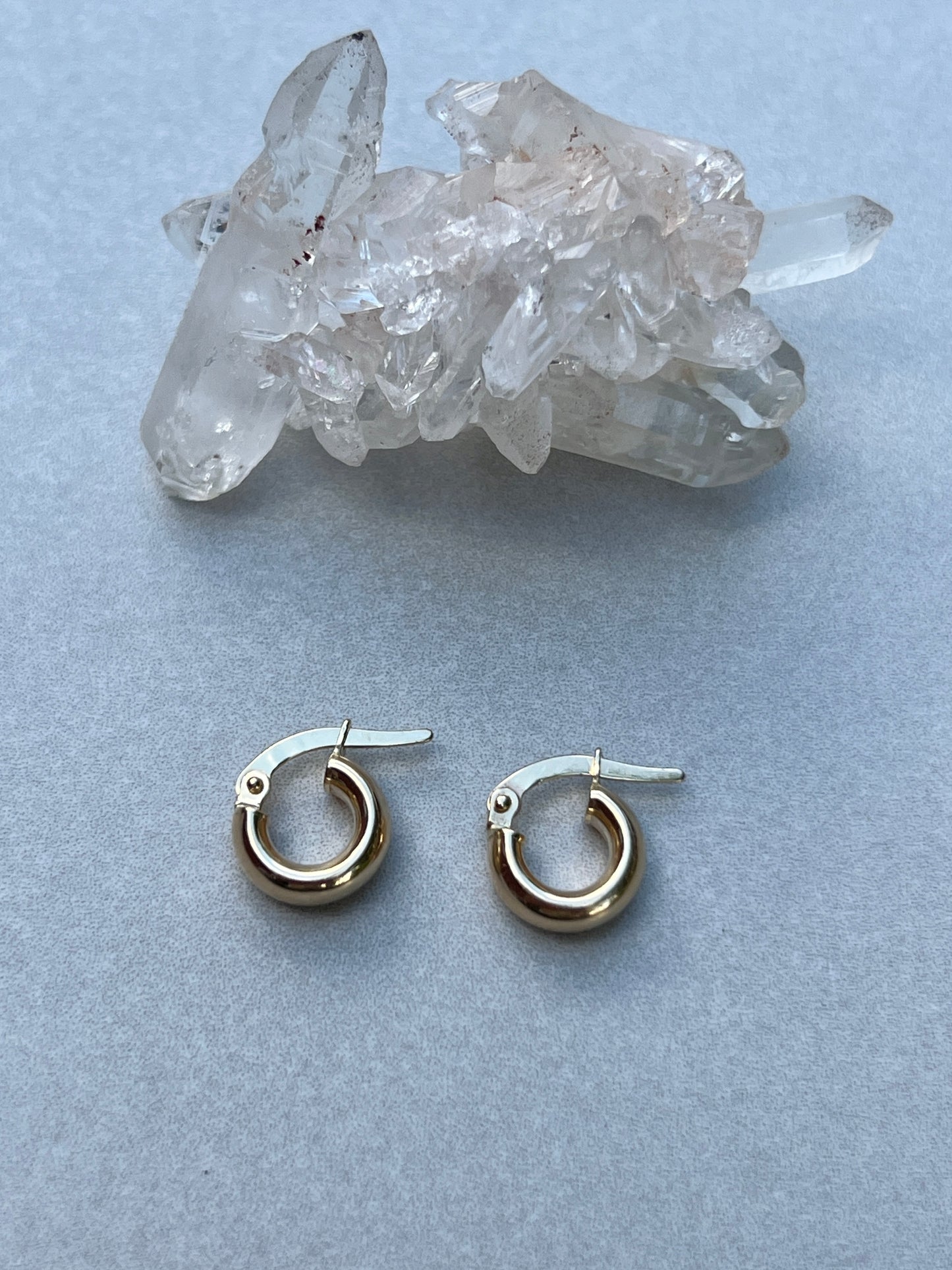 Vintage 14k Gold XS Wide Huggie Hoop Earrings