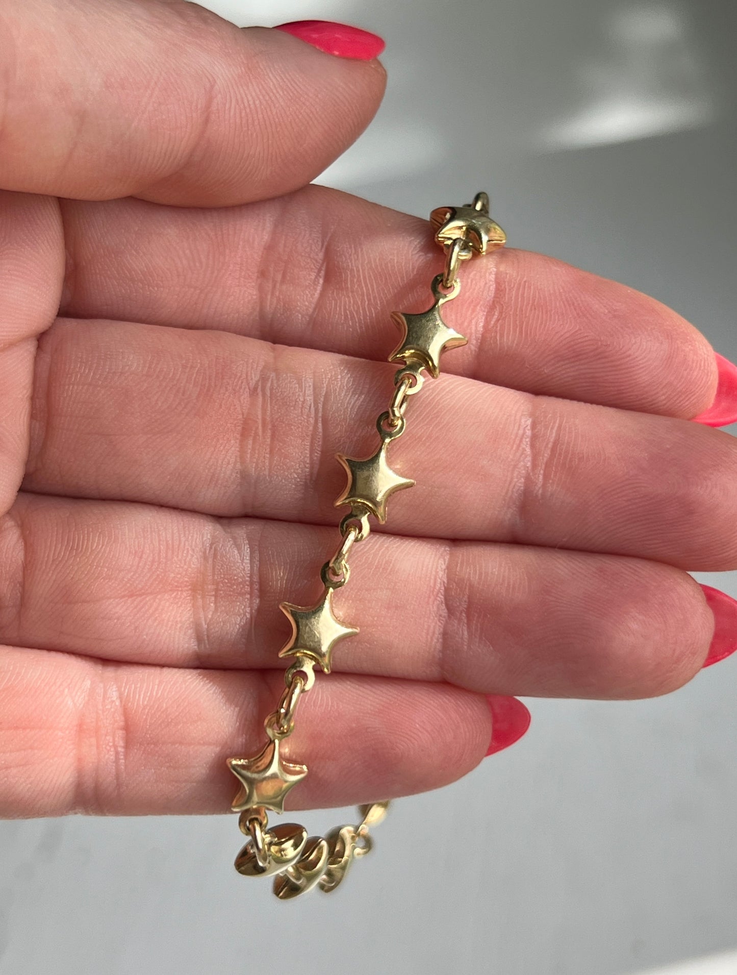 Vintage 14k Puffy Stars Link Bracelet
