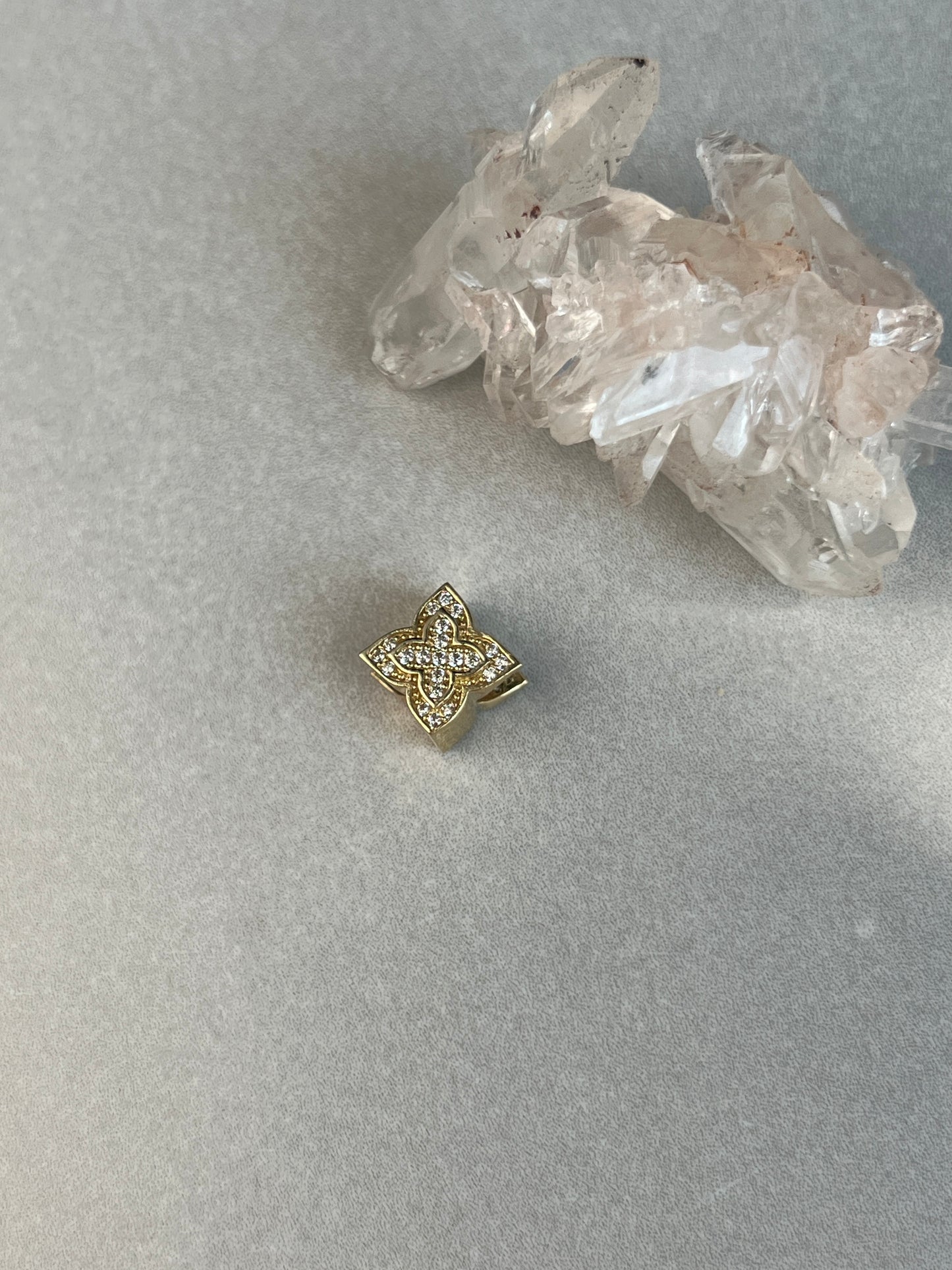 Estate 14k Gold Pave Spacer Bead Charm