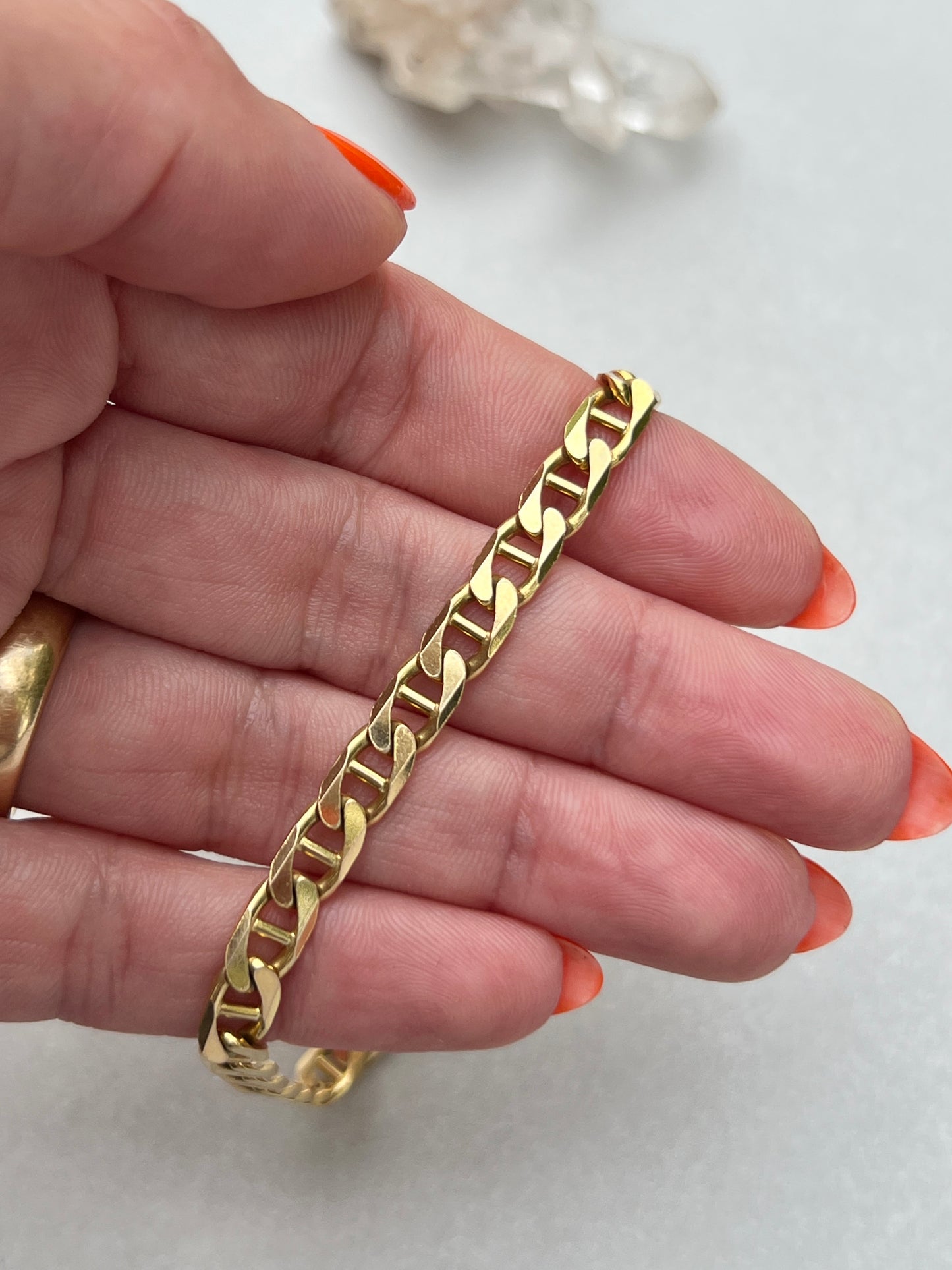 Vintage 14k Gold Heavy Anchor Link Bracelet