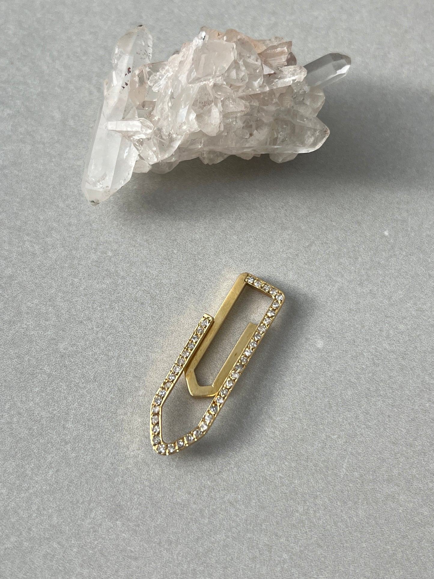 Vintage 14k Gold Diamond Pavé Paperclip/Extender/Charm Holder