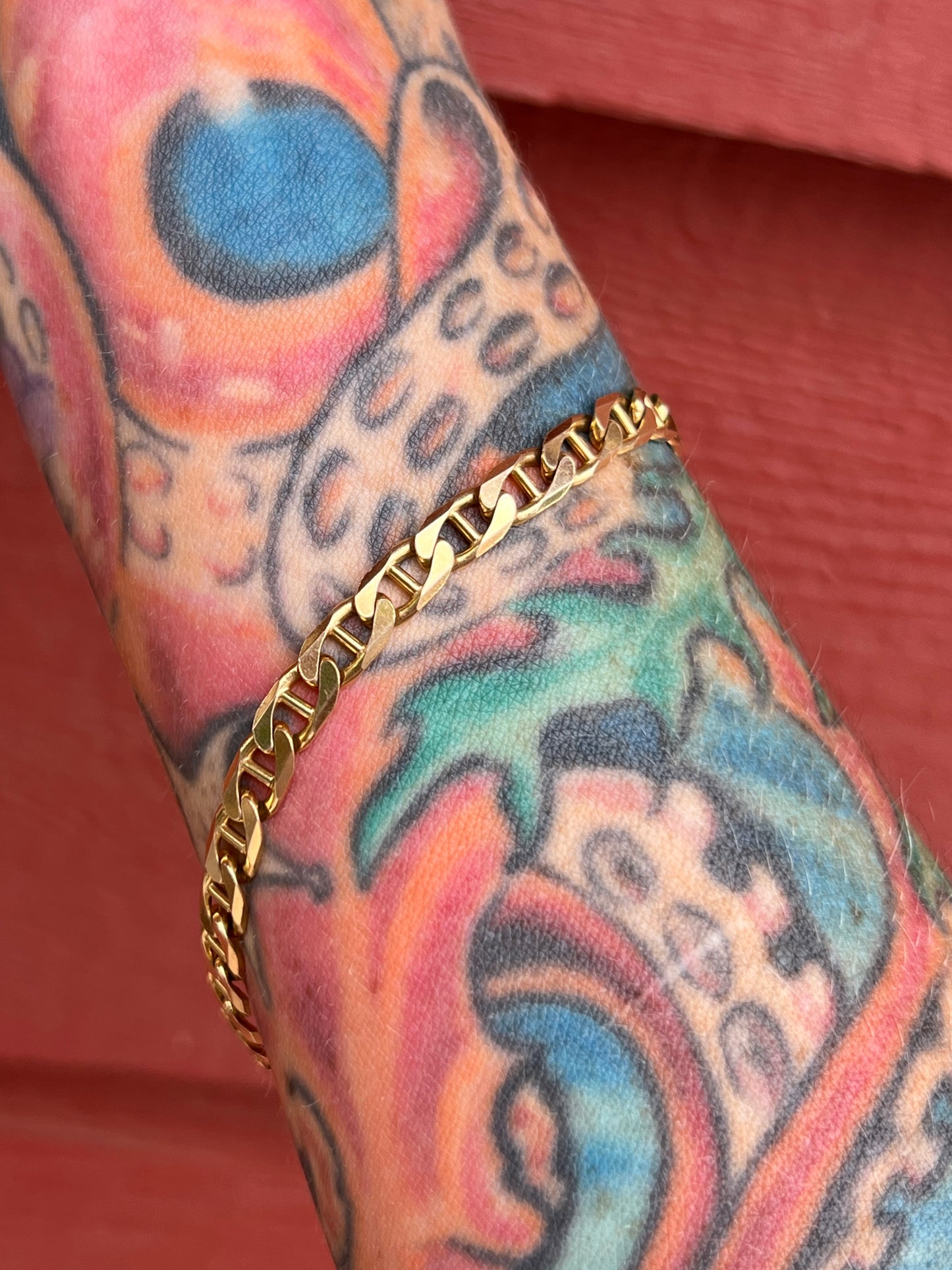 Vintage 14k Gold Heavy Anchor Link Bracelet