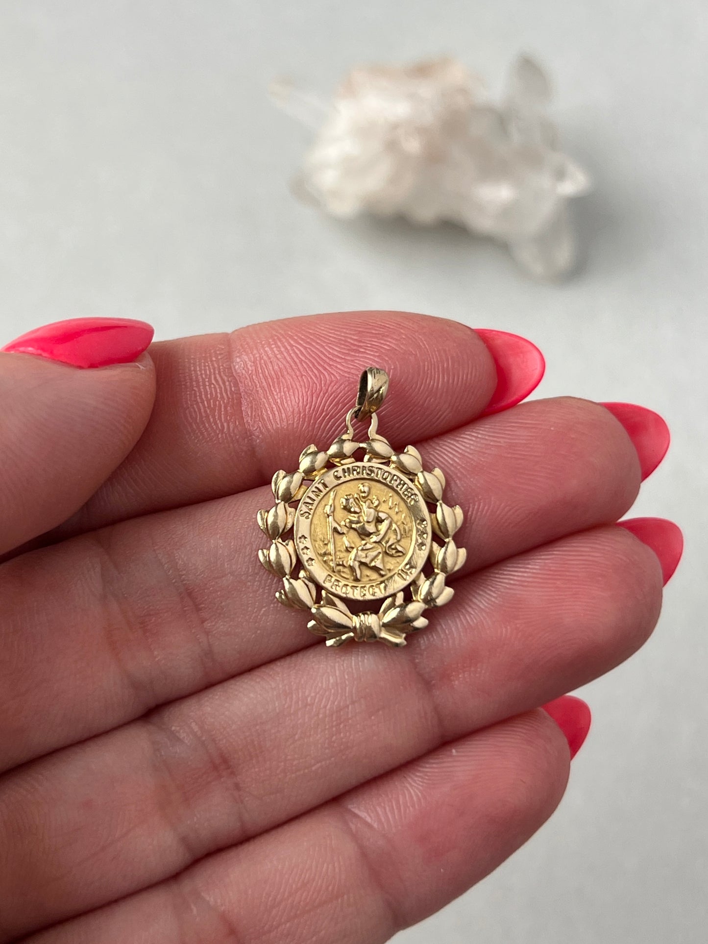 Vintage 14k Gold St Christopher Charm