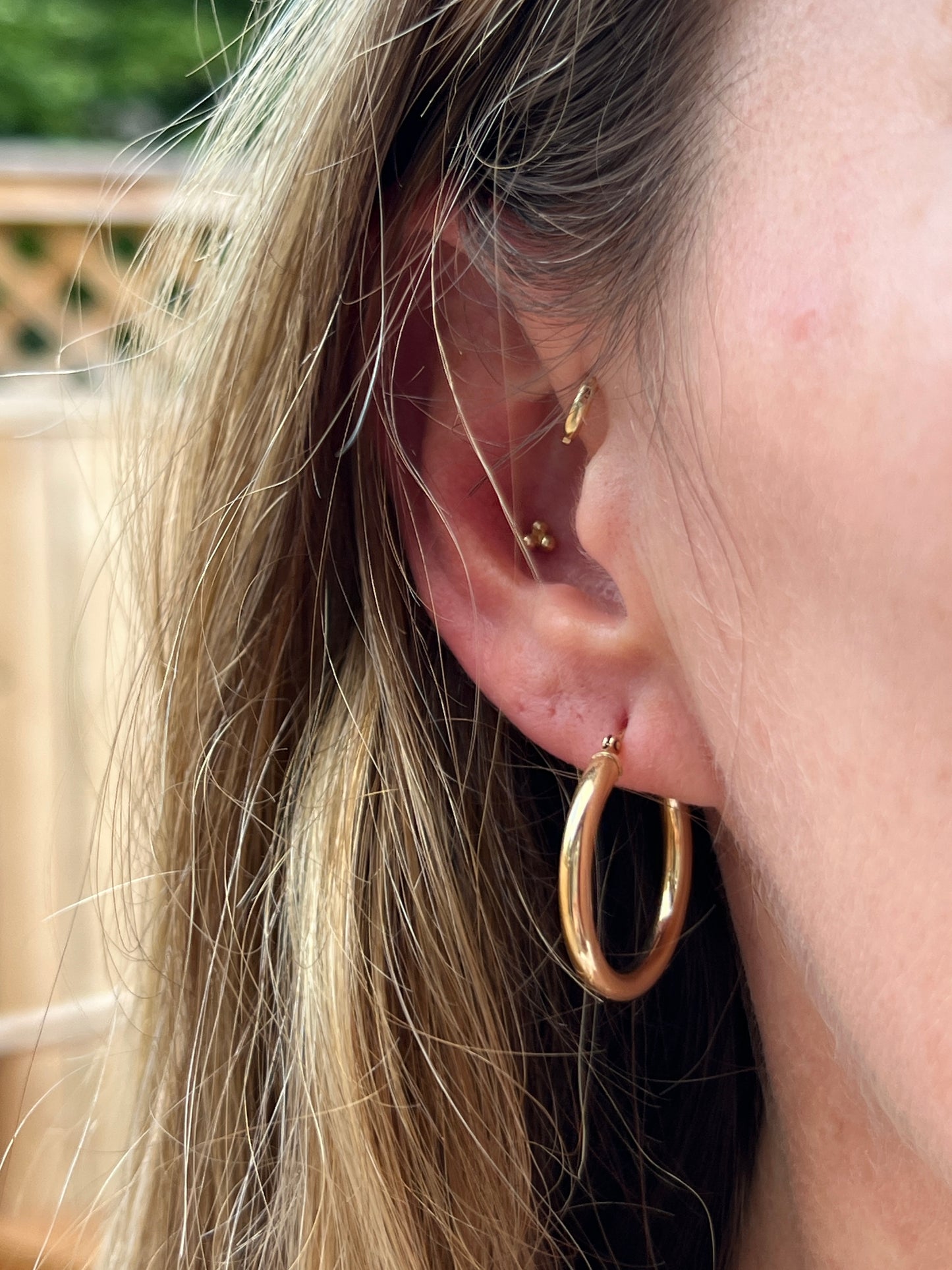 Vintage 14k Gold Large Tube Hoop Earrings