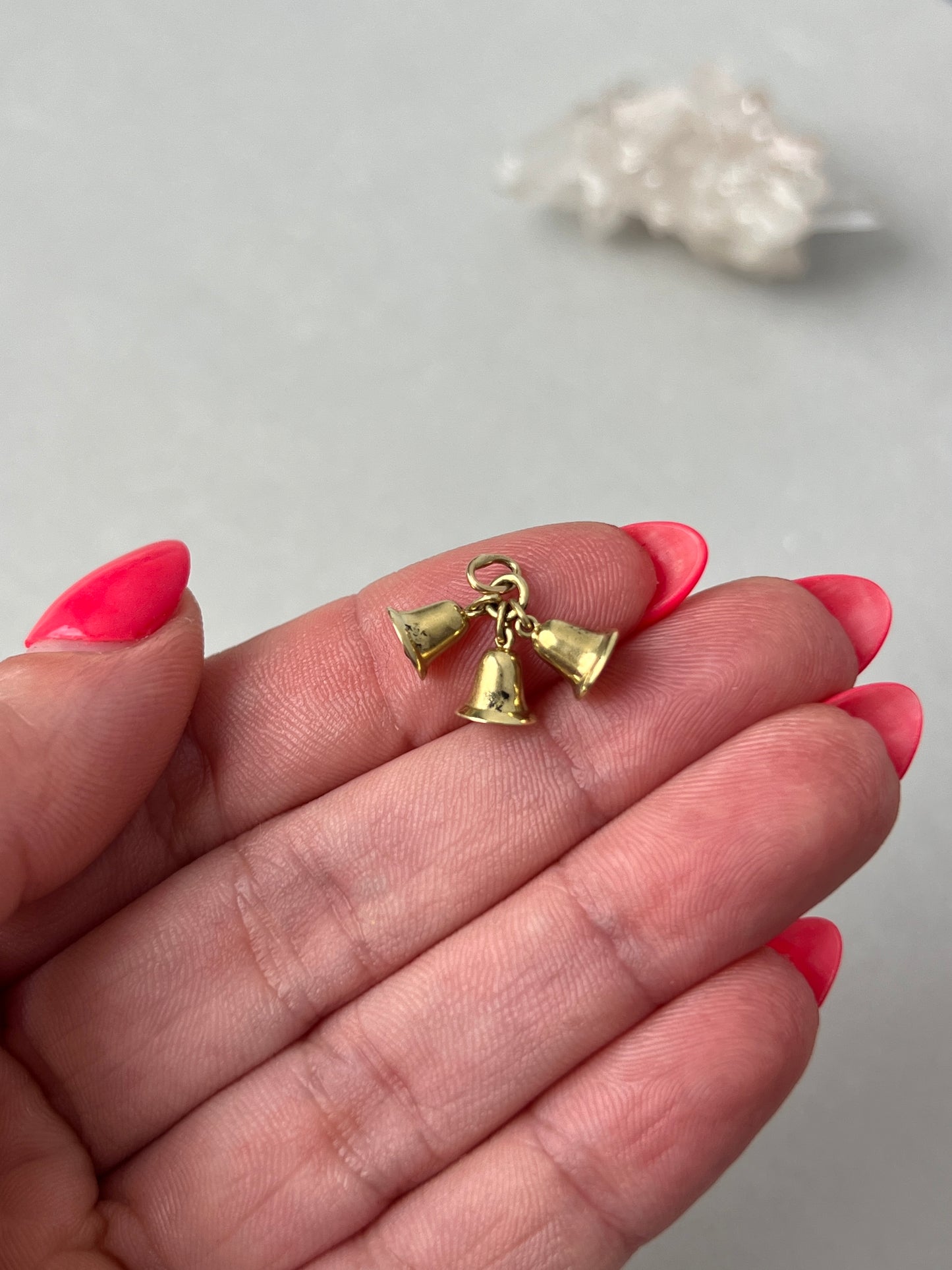 Vintage 14k Gold Trio of Bells Charm
