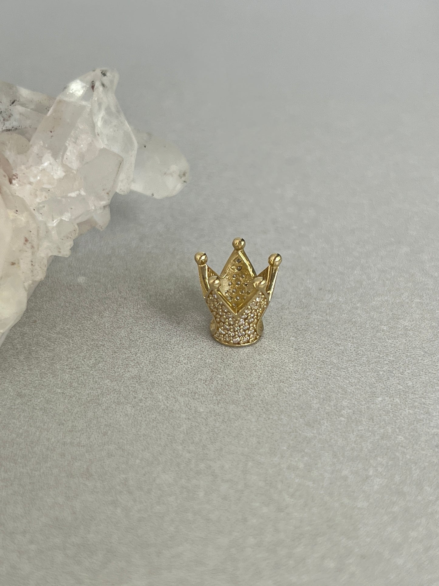 Estate 14k Gold Pavé Crown Bead Charm