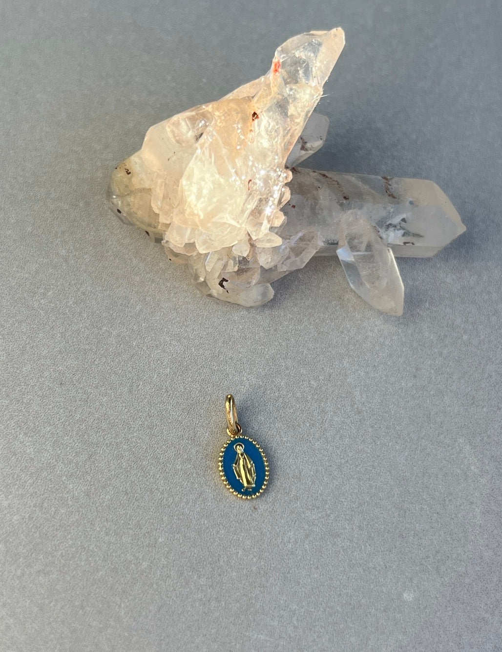 Estate 18k Gold and Turquoise Resin Holy Madone Pendant by gigiCLOZEAU