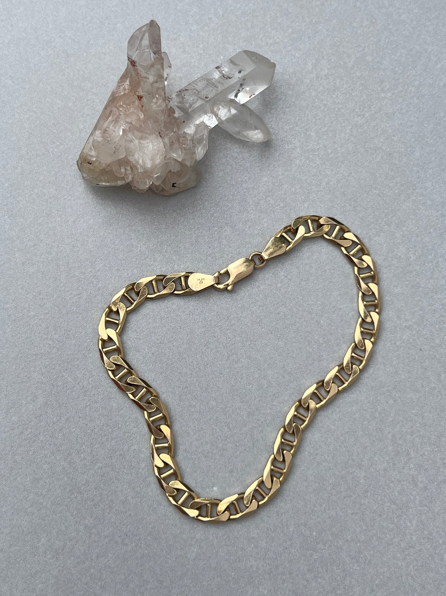 Vintage 14k Gold Heavy Anchor Link Bracelet
