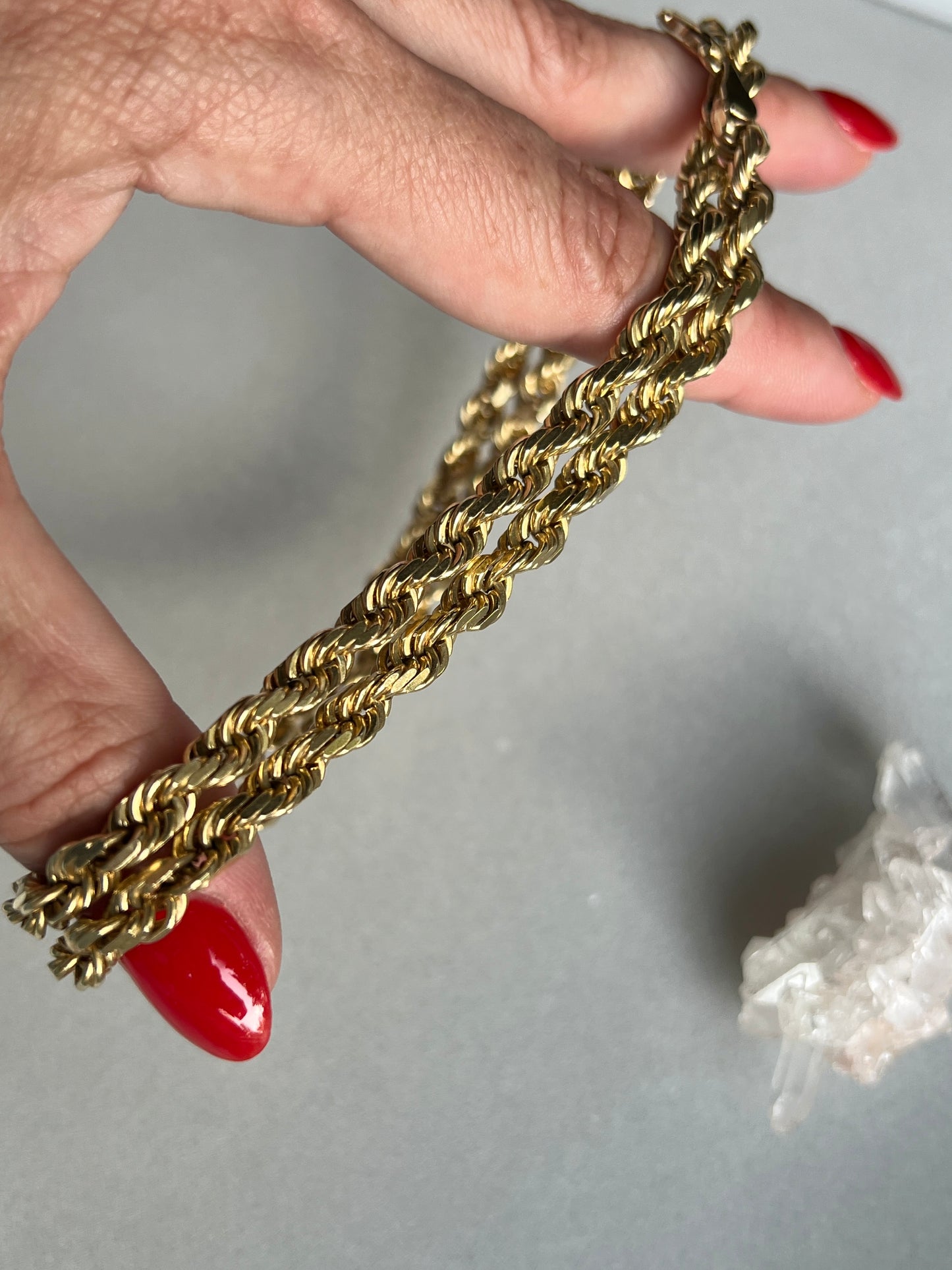 Vintage 14k Gold 23.5” Solid HEAVY Rope Link Chain Necklace