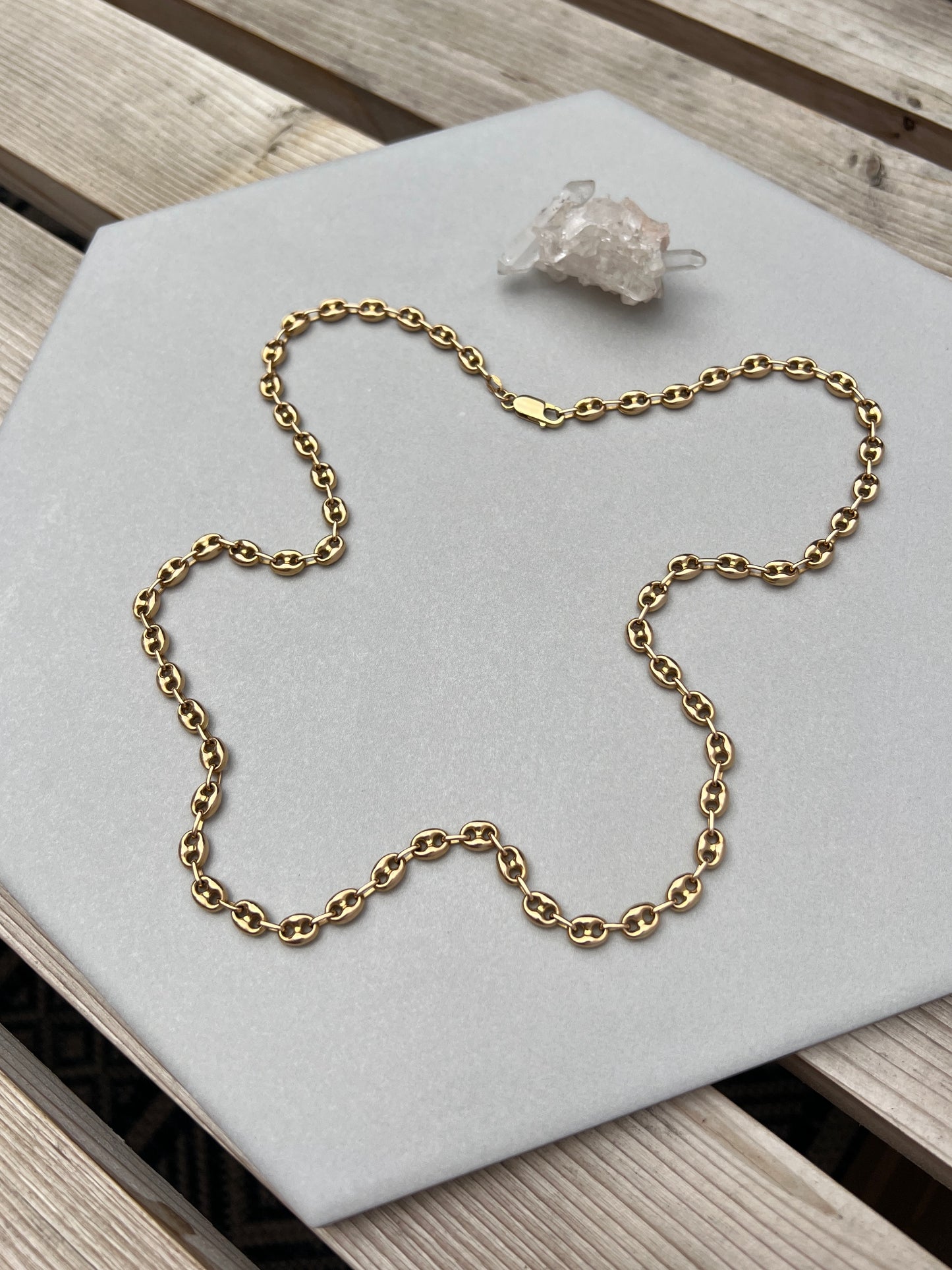 Vintage 14k Gold 24” Puffy Mariner ‘Gucci’ Link Chain