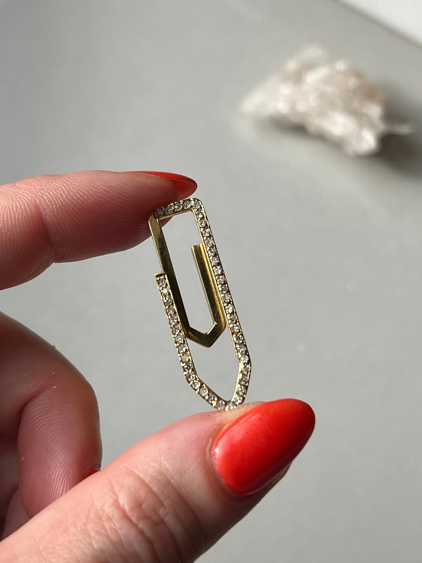 Vintage 14k Gold Diamond Pavé Paperclip/Extender/Charm Holder