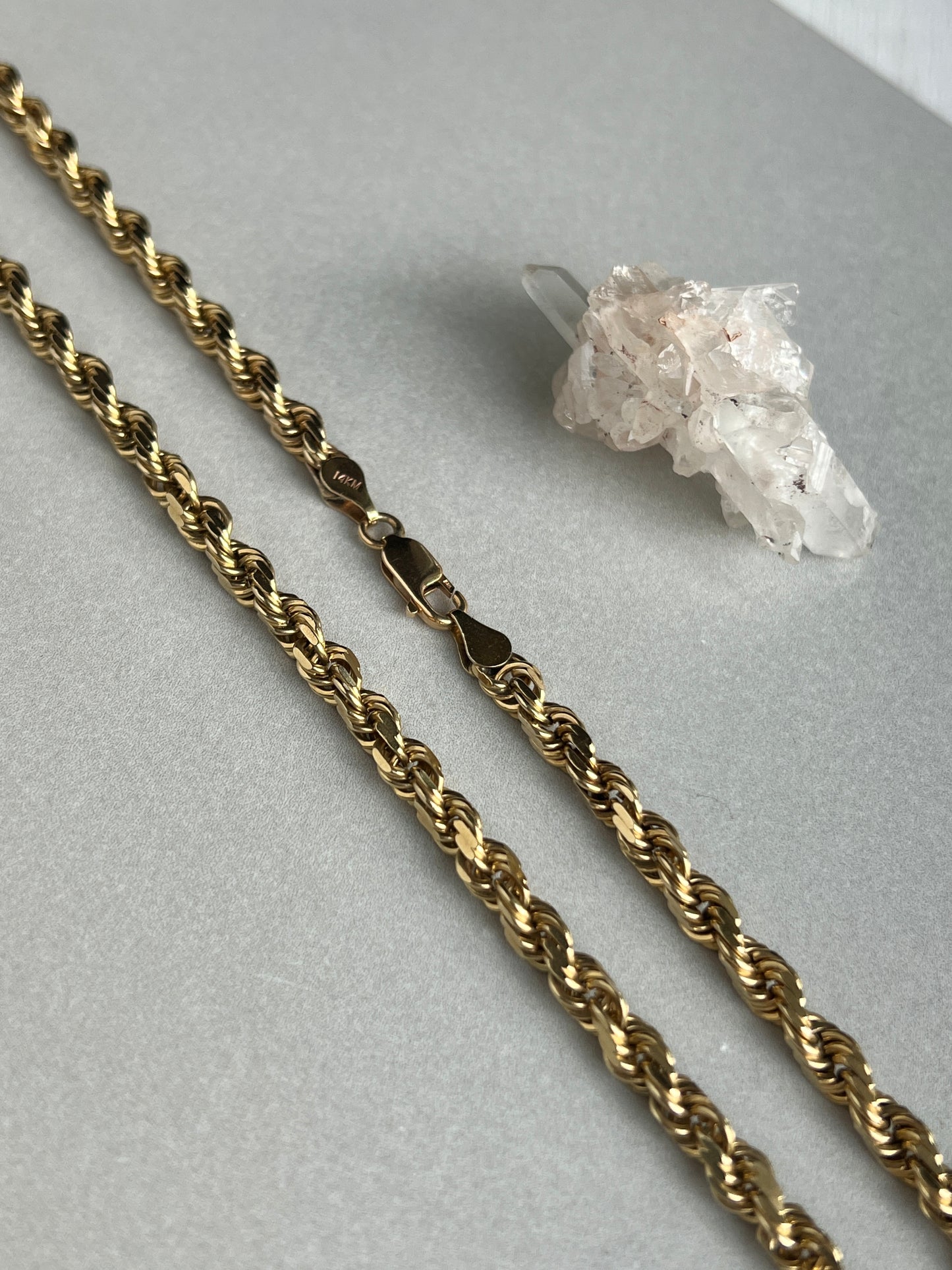 Vintage 14k Gold 23.5” Solid HEAVY Rope Link Chain Necklace