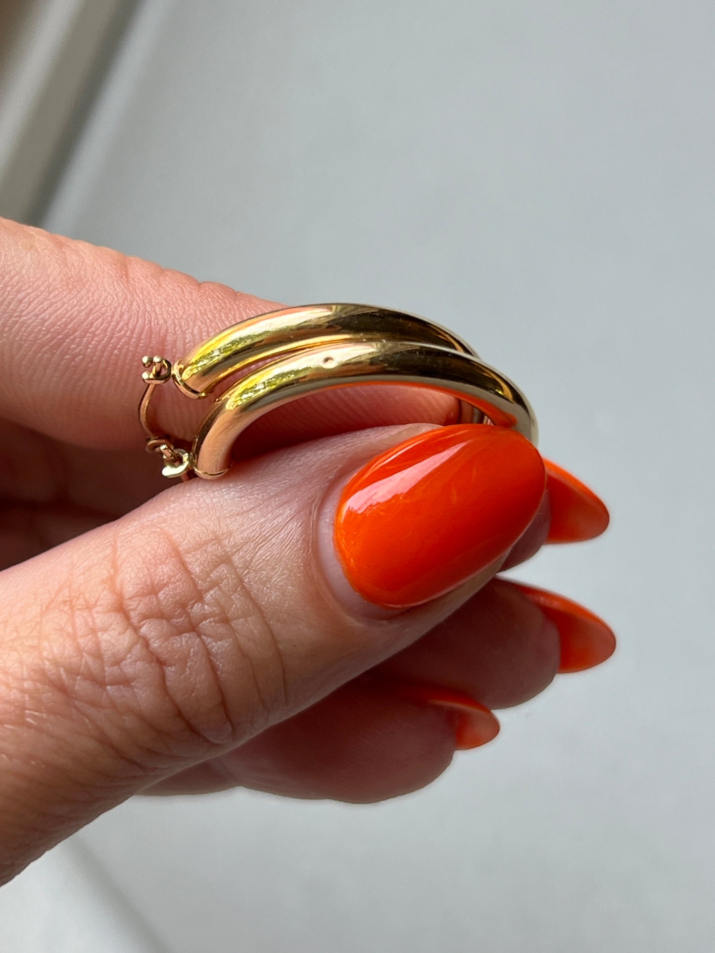 Vintage 14k Gold Large Tube Hoop Earrings