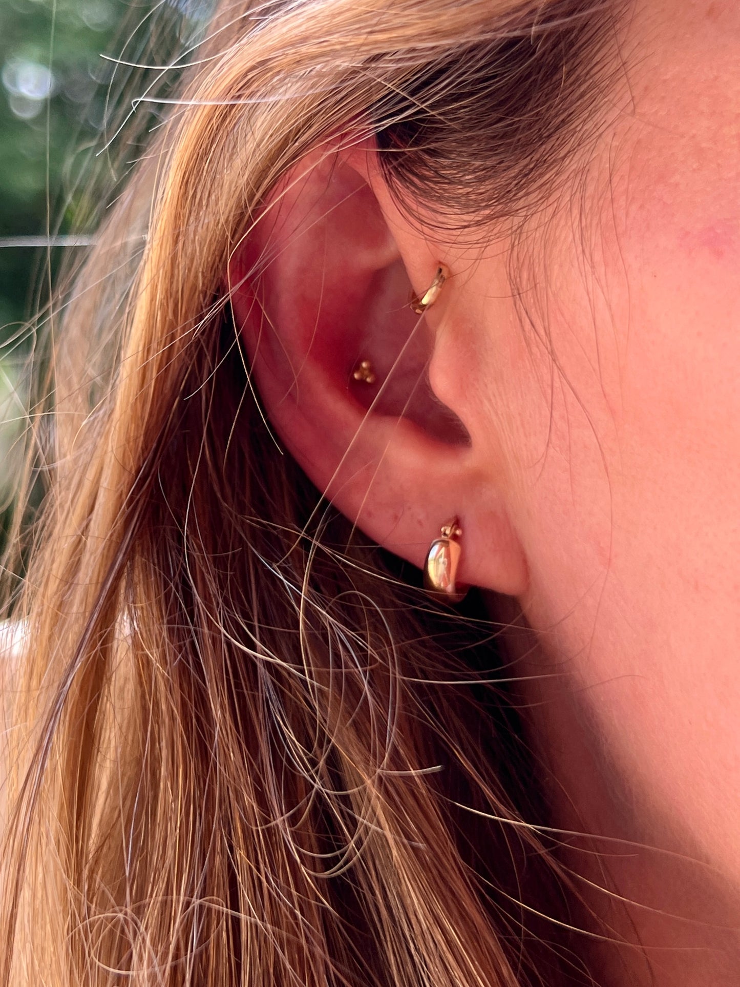 Vintage 14k Gold XS Wide Huggie Hoop Earrings
