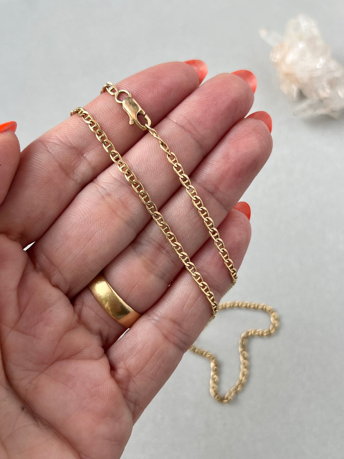 Vintage 14k Gold 20.5” Mariner Link Chain Necklace
