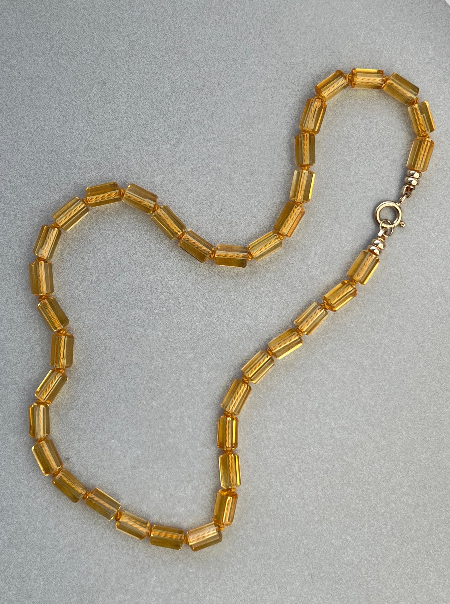 Custom 14k Gold 15.5” Citrine Silk-Knotted Gemstone Necklace