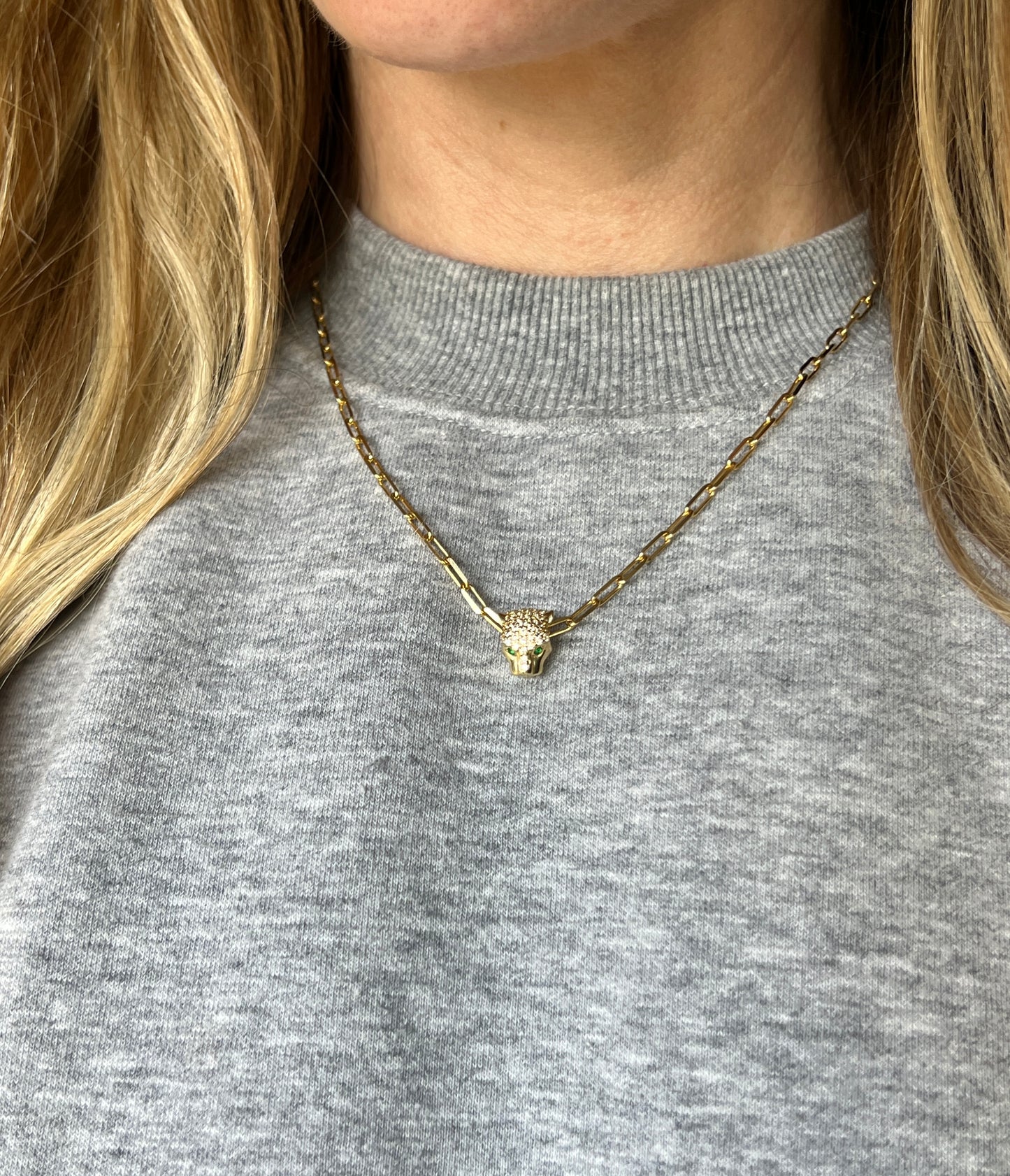 Estate 14k Gold Pavé Leopard Bead Charm