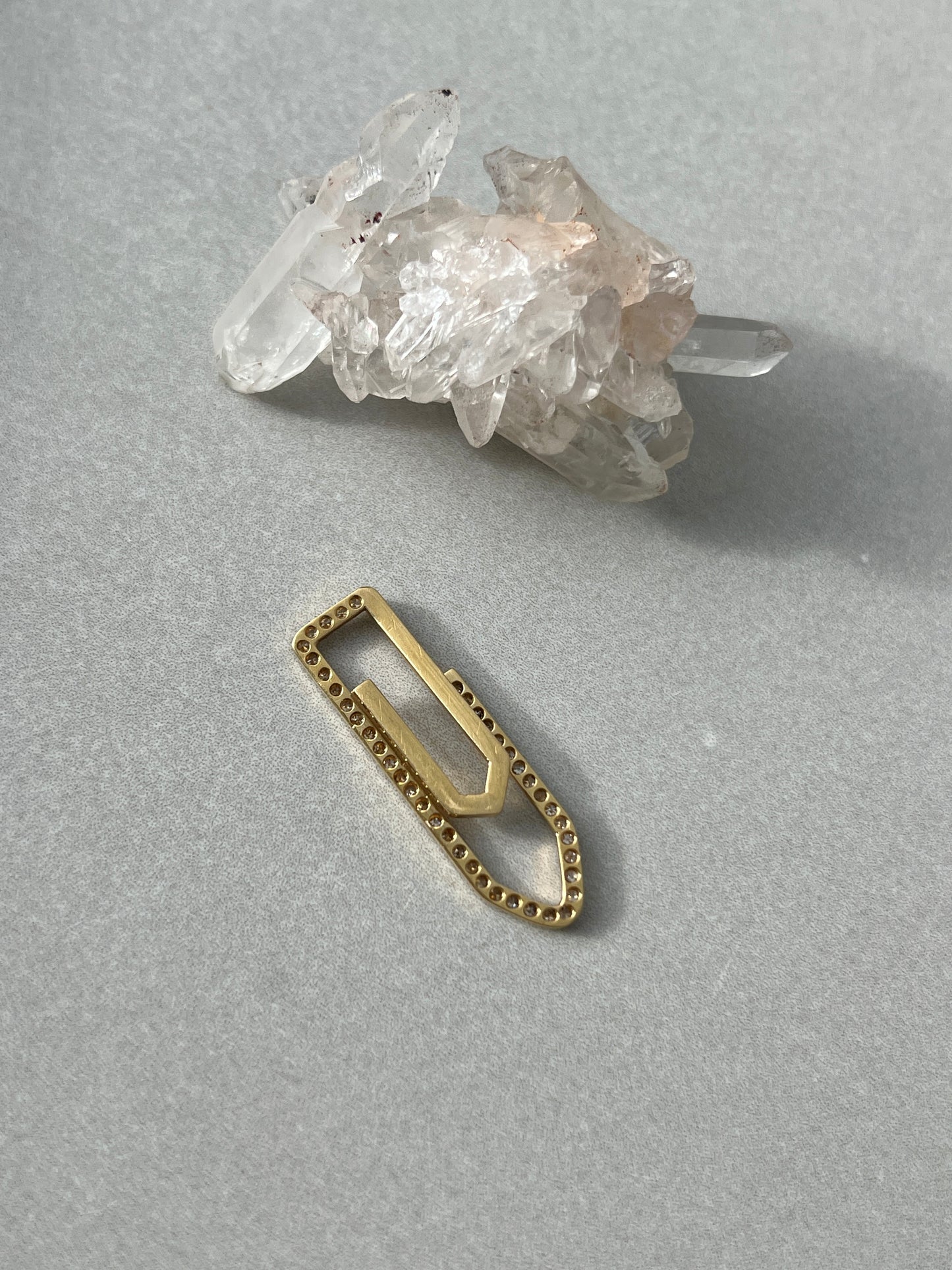 Vintage 14k Gold Diamond Pavé Paperclip/Extender/Charm Holder