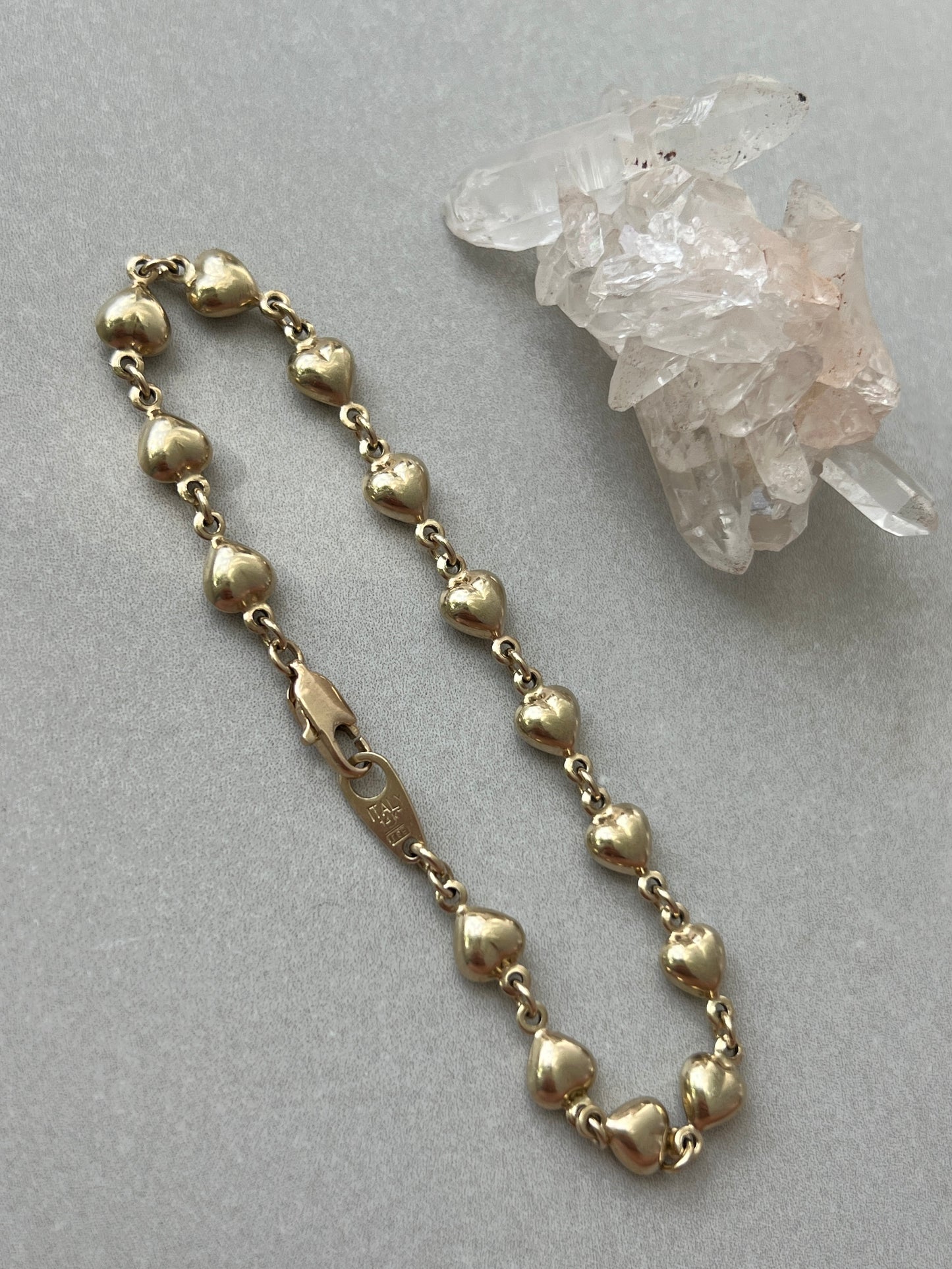 Vintage 14k Puffy Heart Link Bracelet