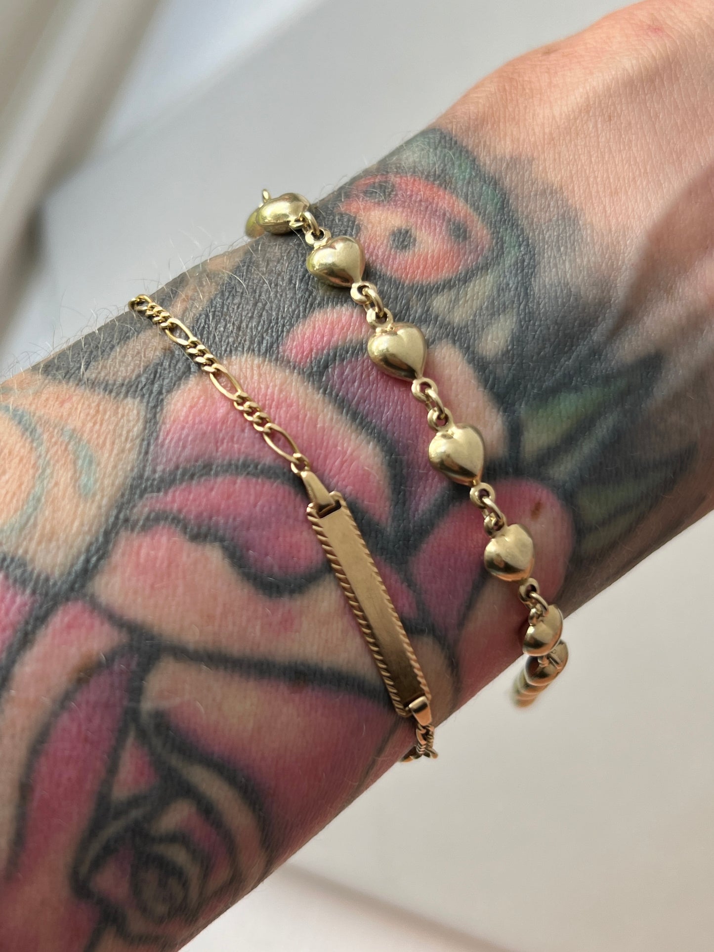 Vintage 14k Puffy Heart Link Bracelet
