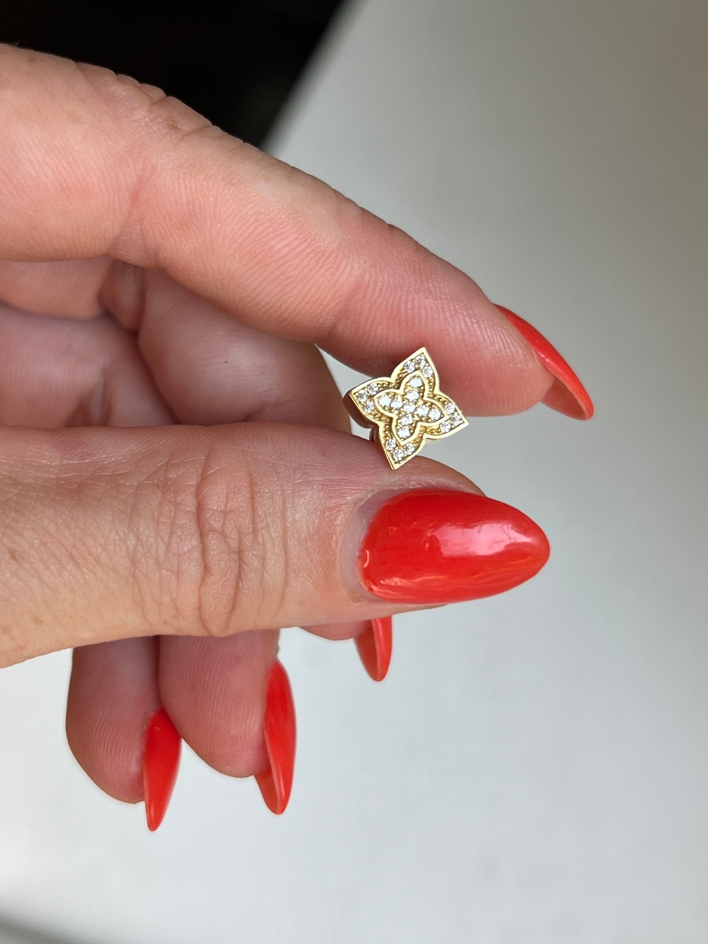 Estate 14k Gold Pave Spacer Bead Charm