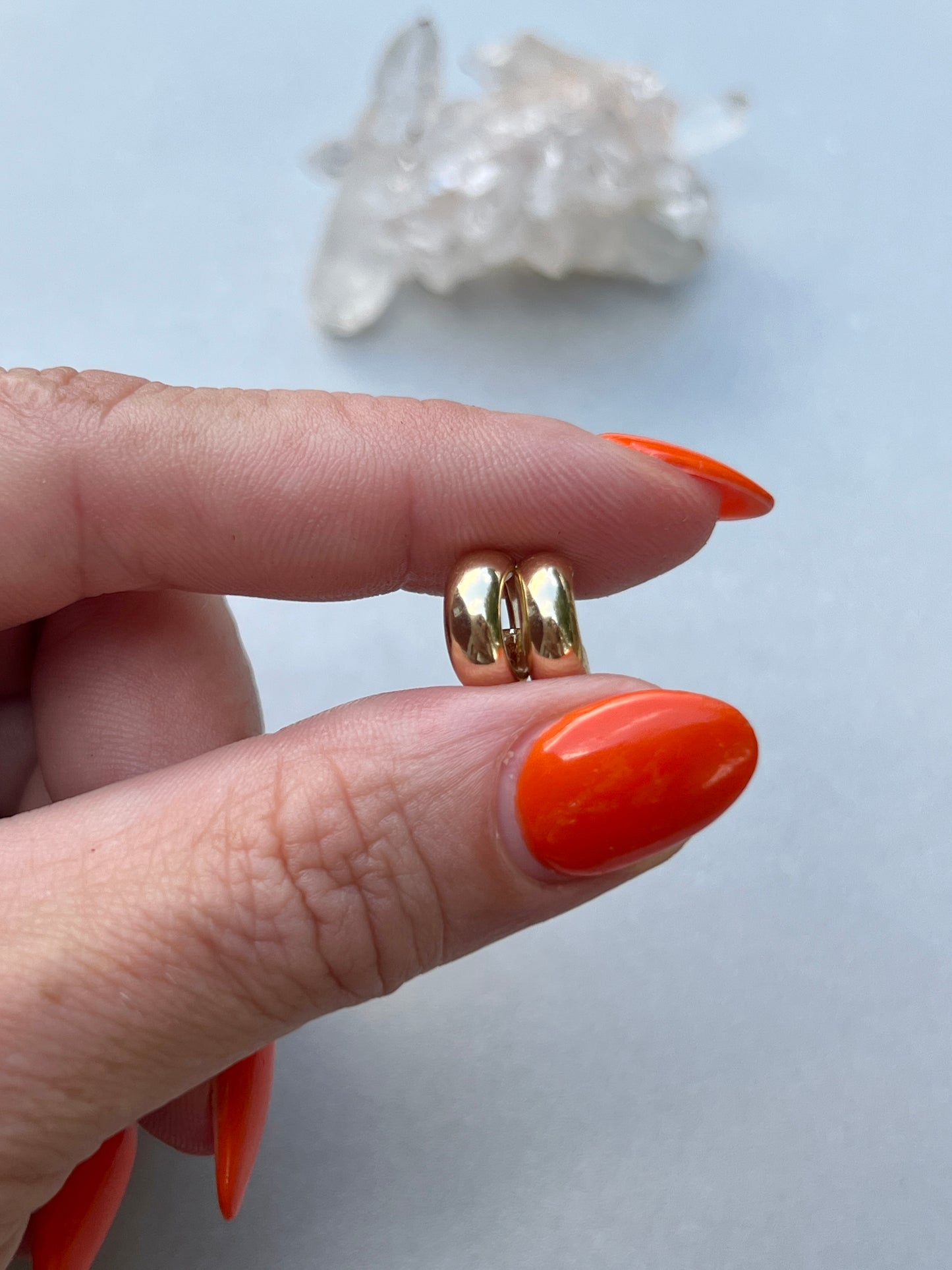 Vintage 14k Gold XS Wide Huggie Hoop Earrings
