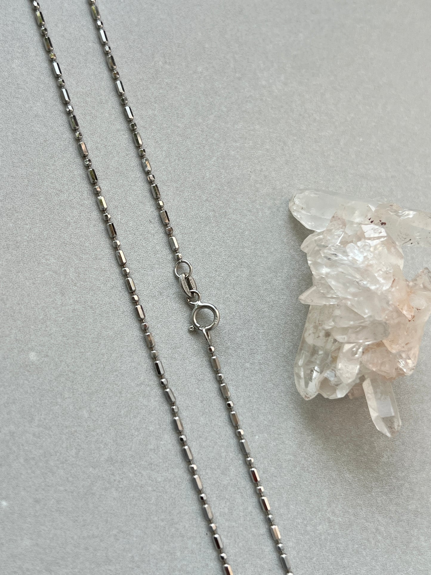 Vintage 18k White Gold 15.5” Dot + Dash Chain Necklace
