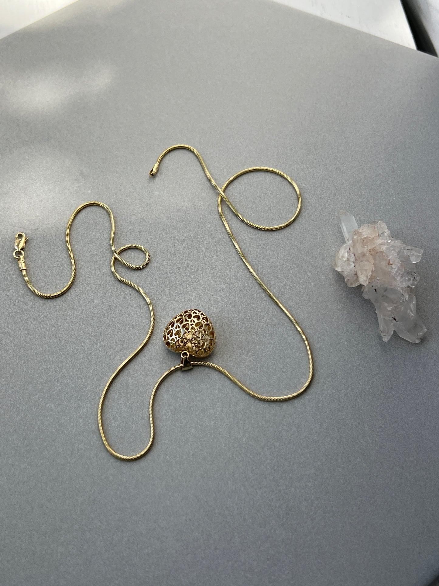 Estate 14k Gold Double Sided Puffy Heart Pendant