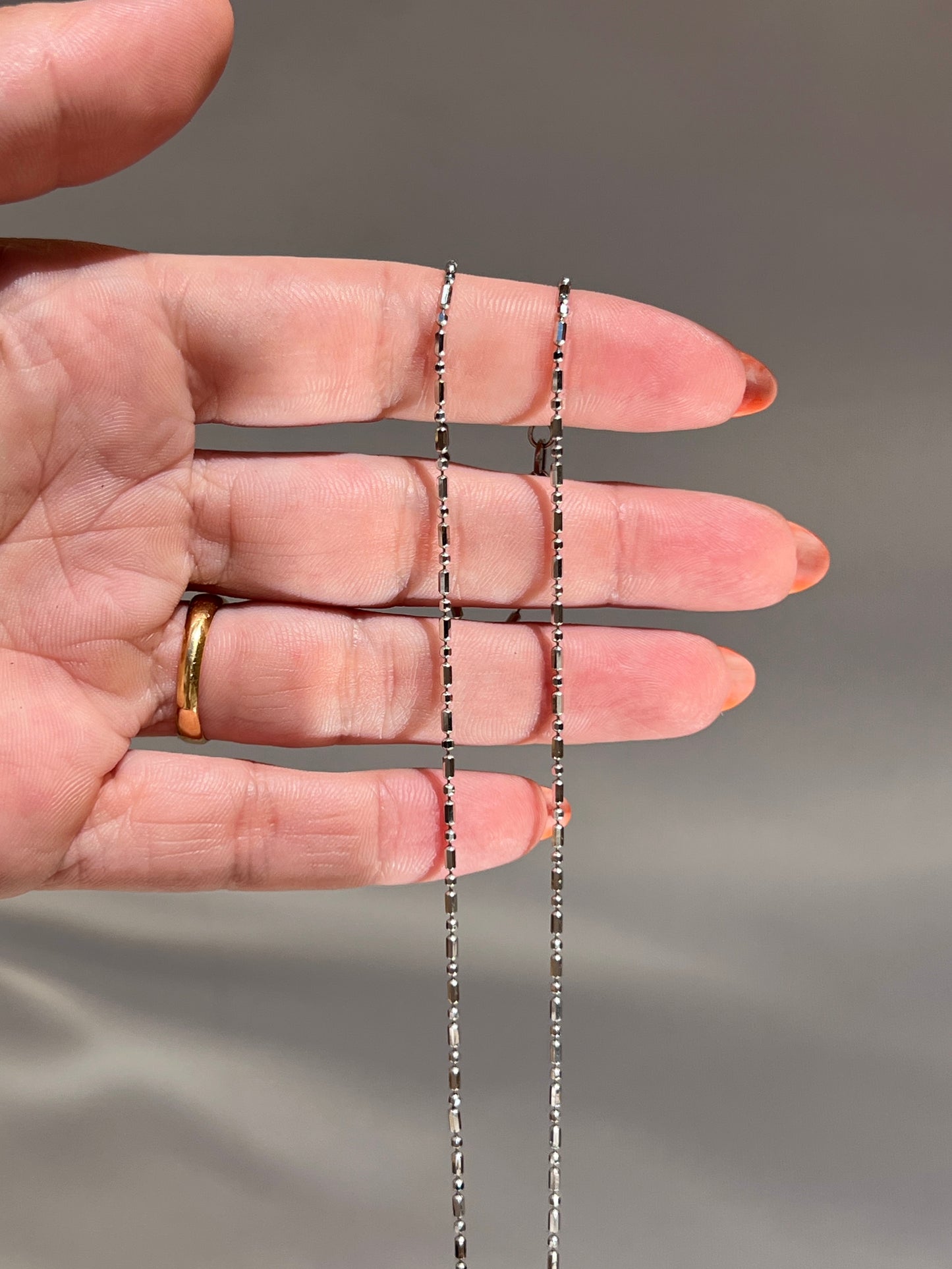 Vintage 18k White Gold 15.5” Dot + Dash Chain Necklace