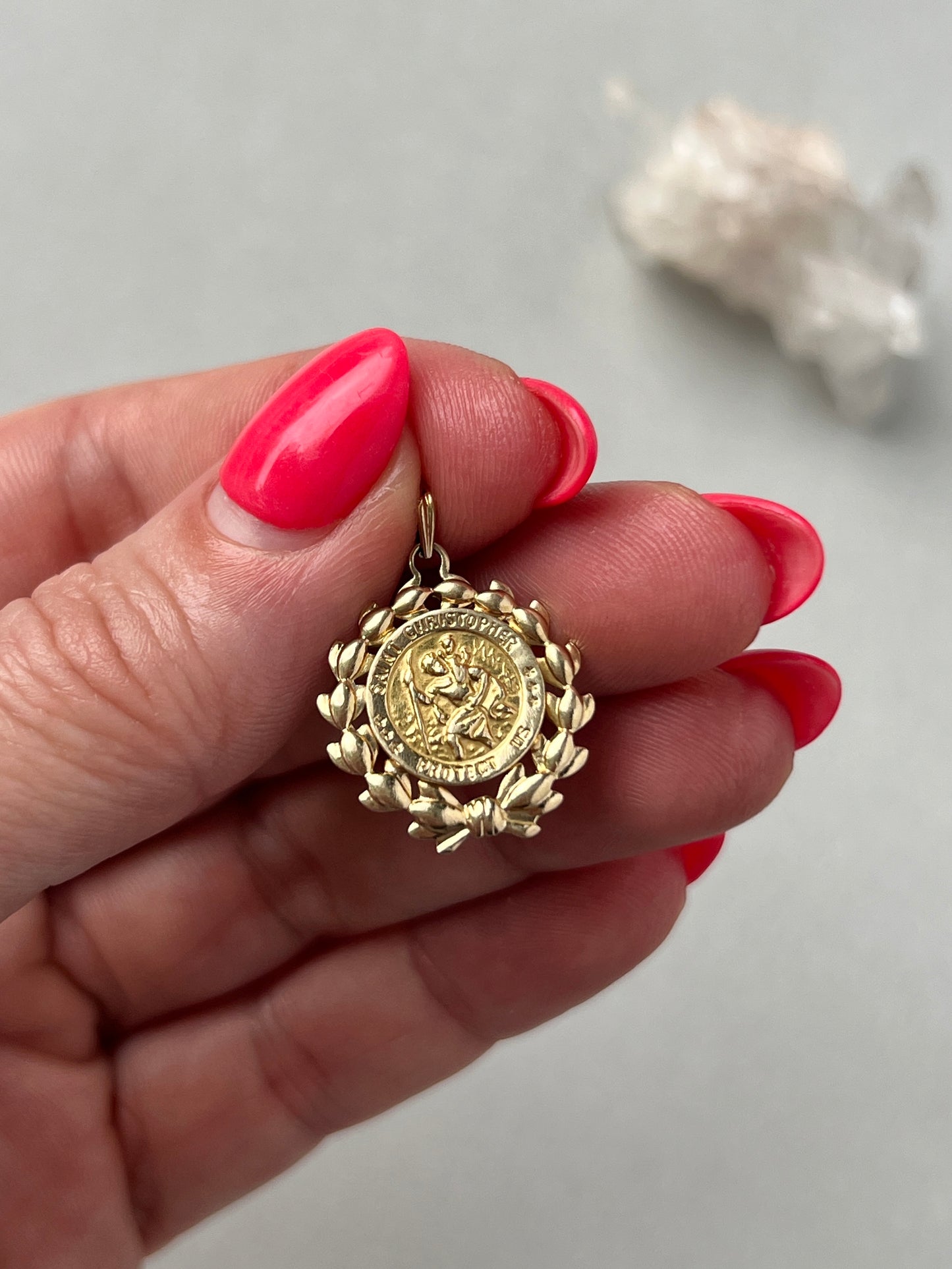 Vintage 14k Gold St Christopher Charm