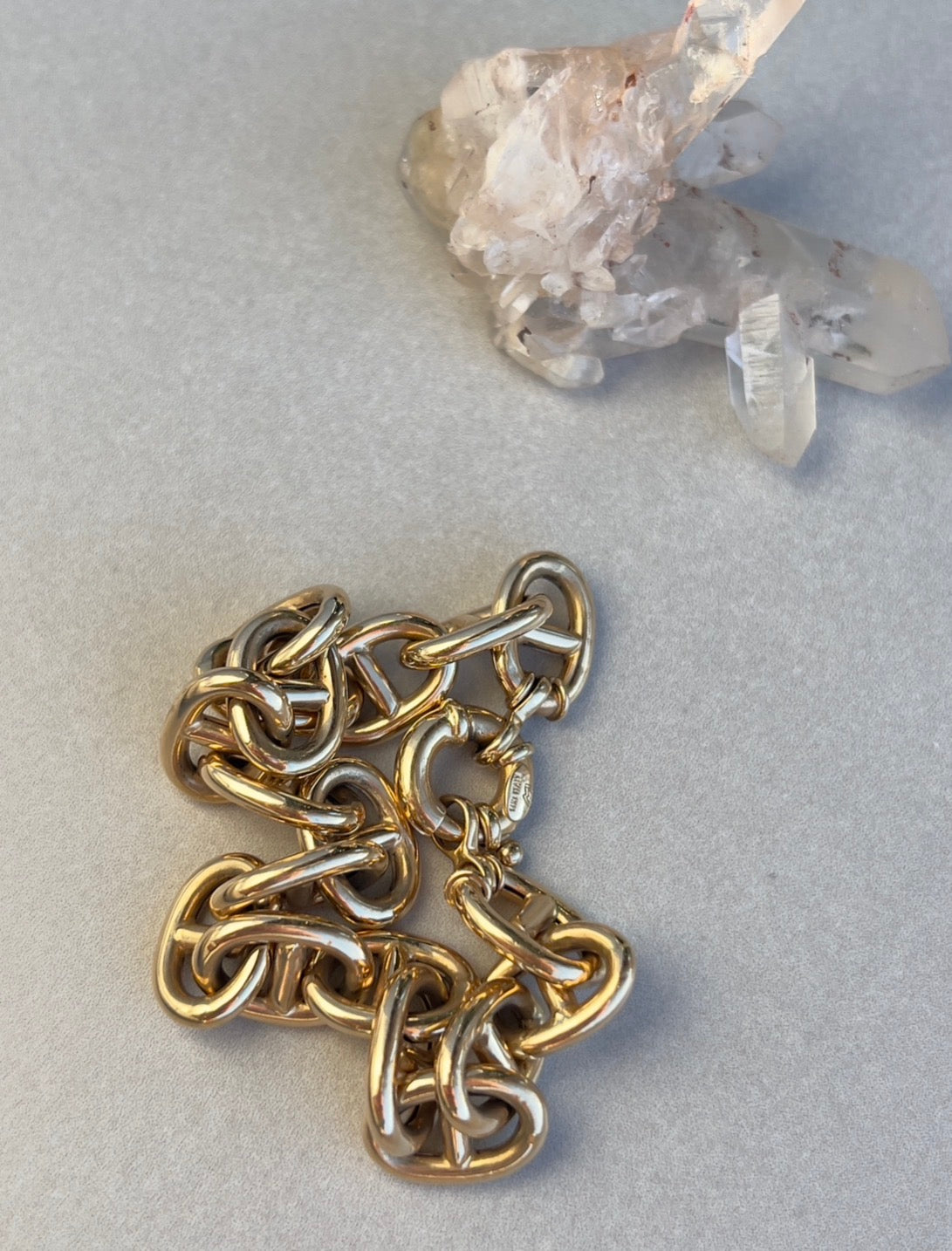 Vintage 14k Gold XL Puffy Anchor Link Bracelet