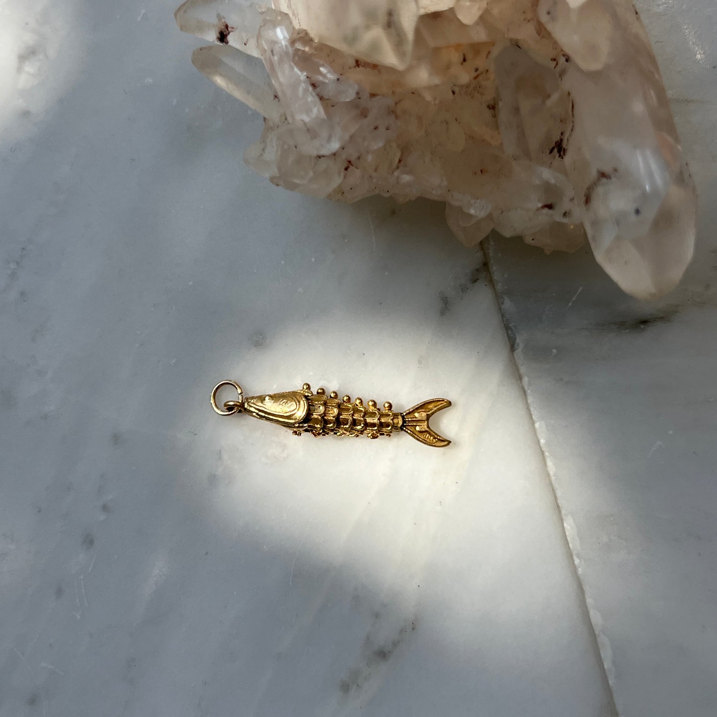 Vintage 14k Gold Articulated Fish Charm