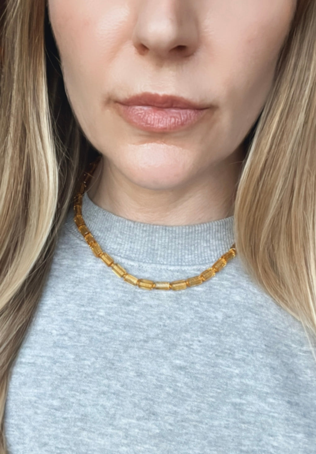 Custom 14k Gold 15.5” Citrine Silk-Knotted Gemstone Necklace