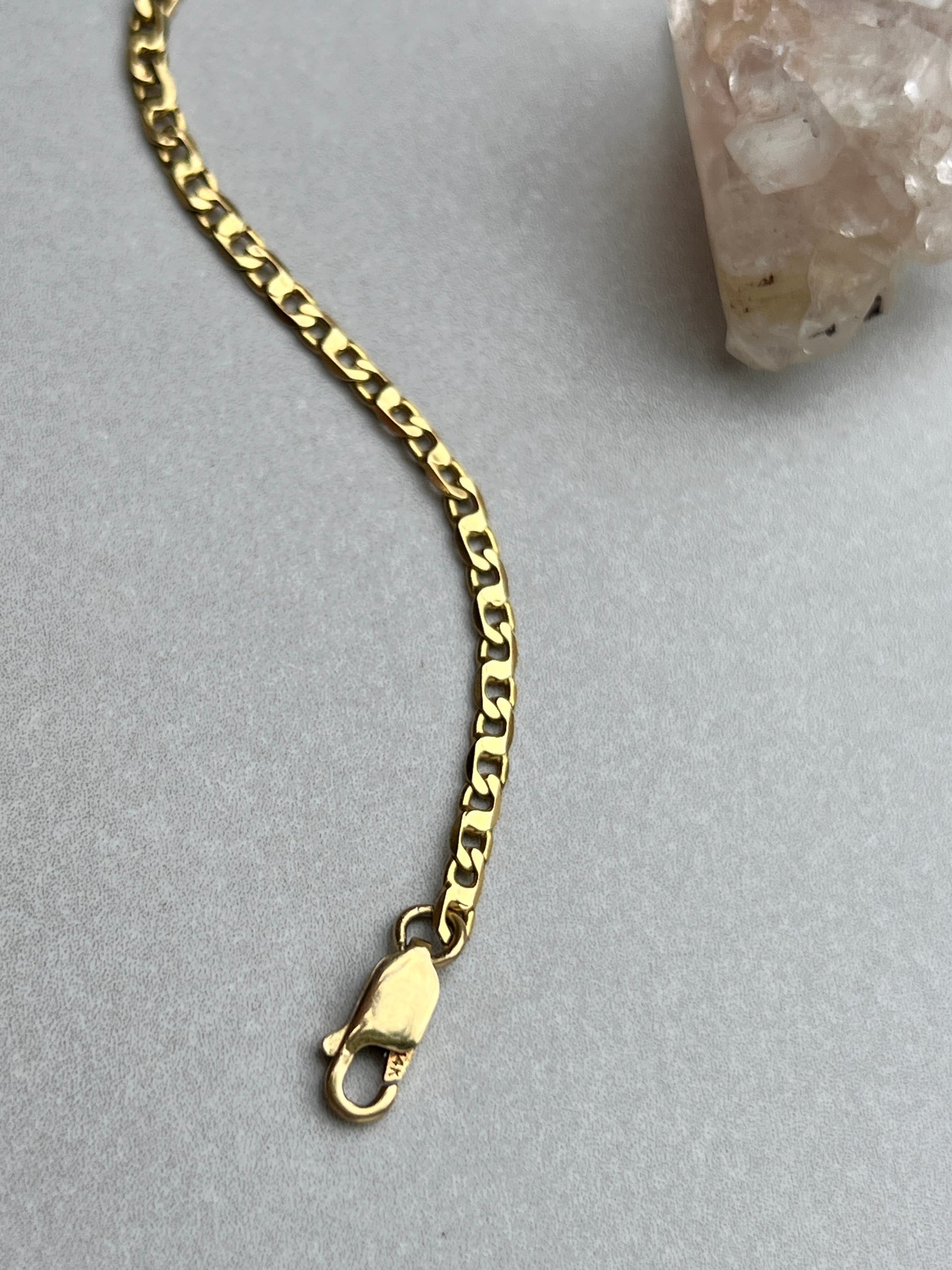 Vintage 18k Gold 7.5” Bird’s Eye Link Bracelet