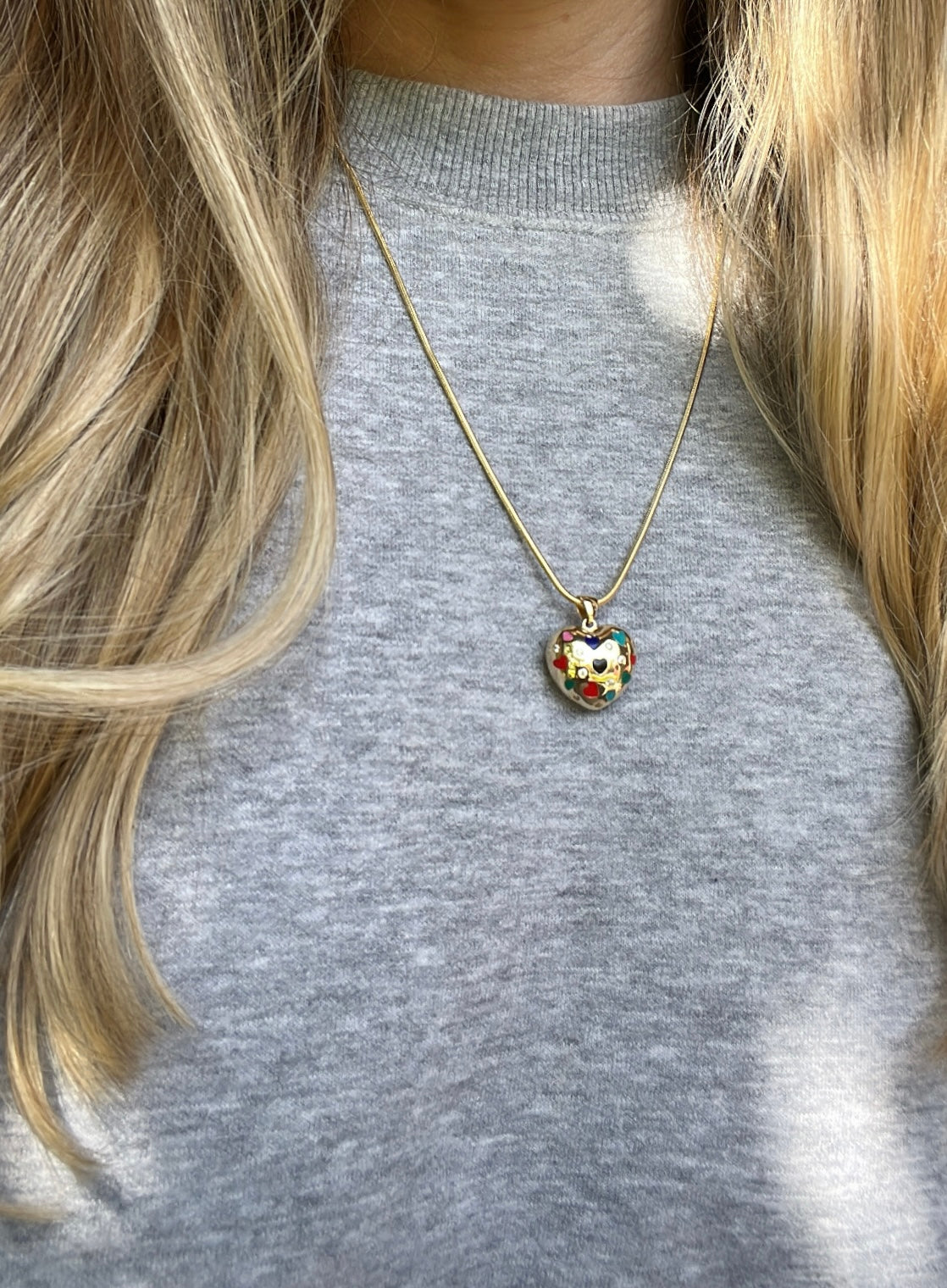 Estate 14k Gold Double Sided Puffy Heart Pendant