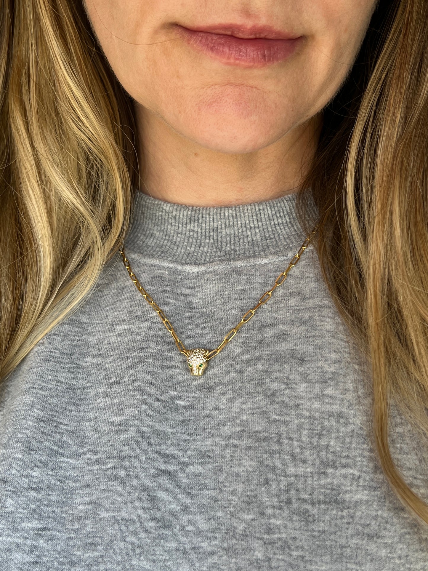 Estate 14k Gold Pavé Leopard Bead Charm