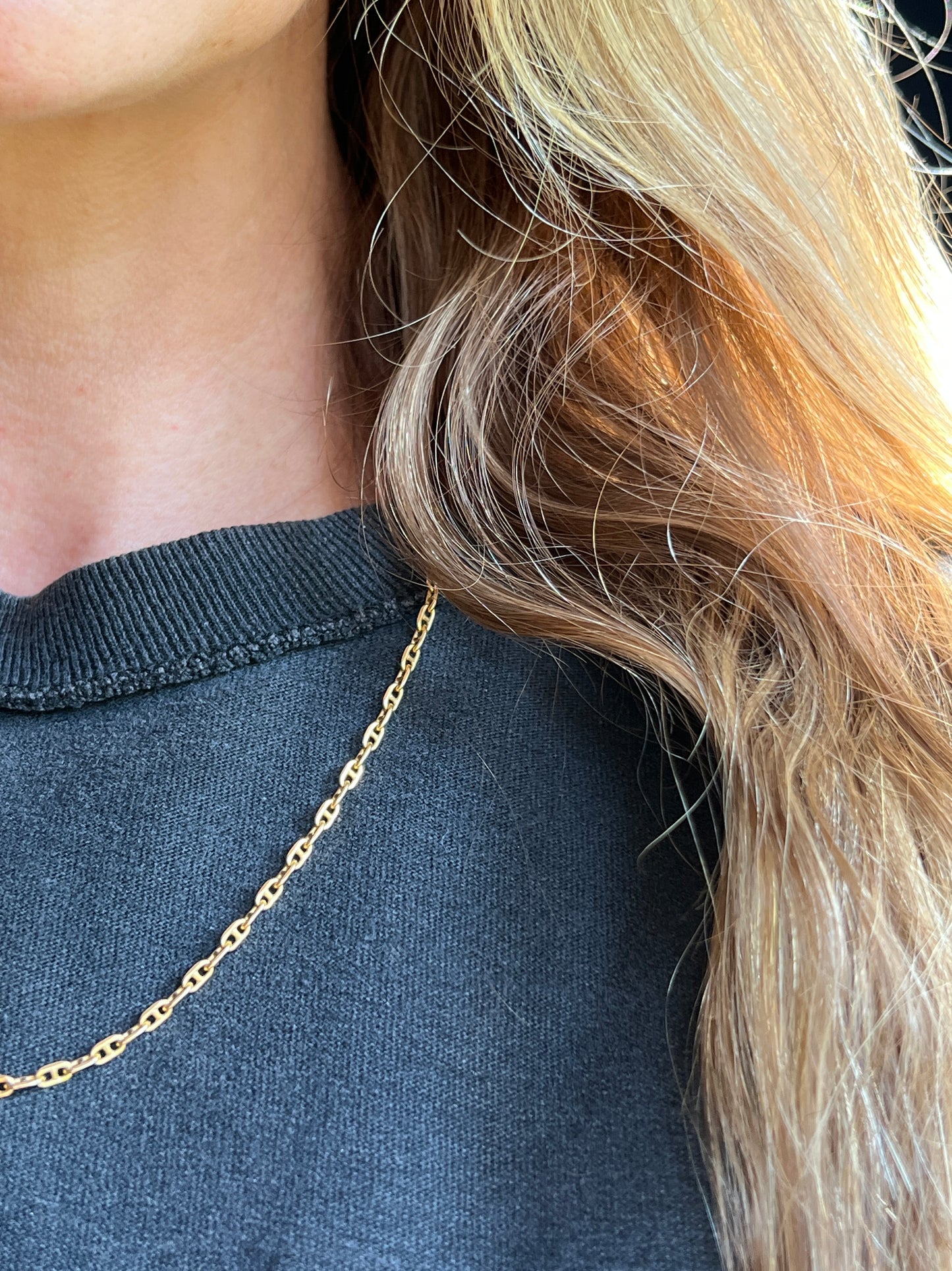 Vintage 14k Gold 20” Solid Anchor Link Chain