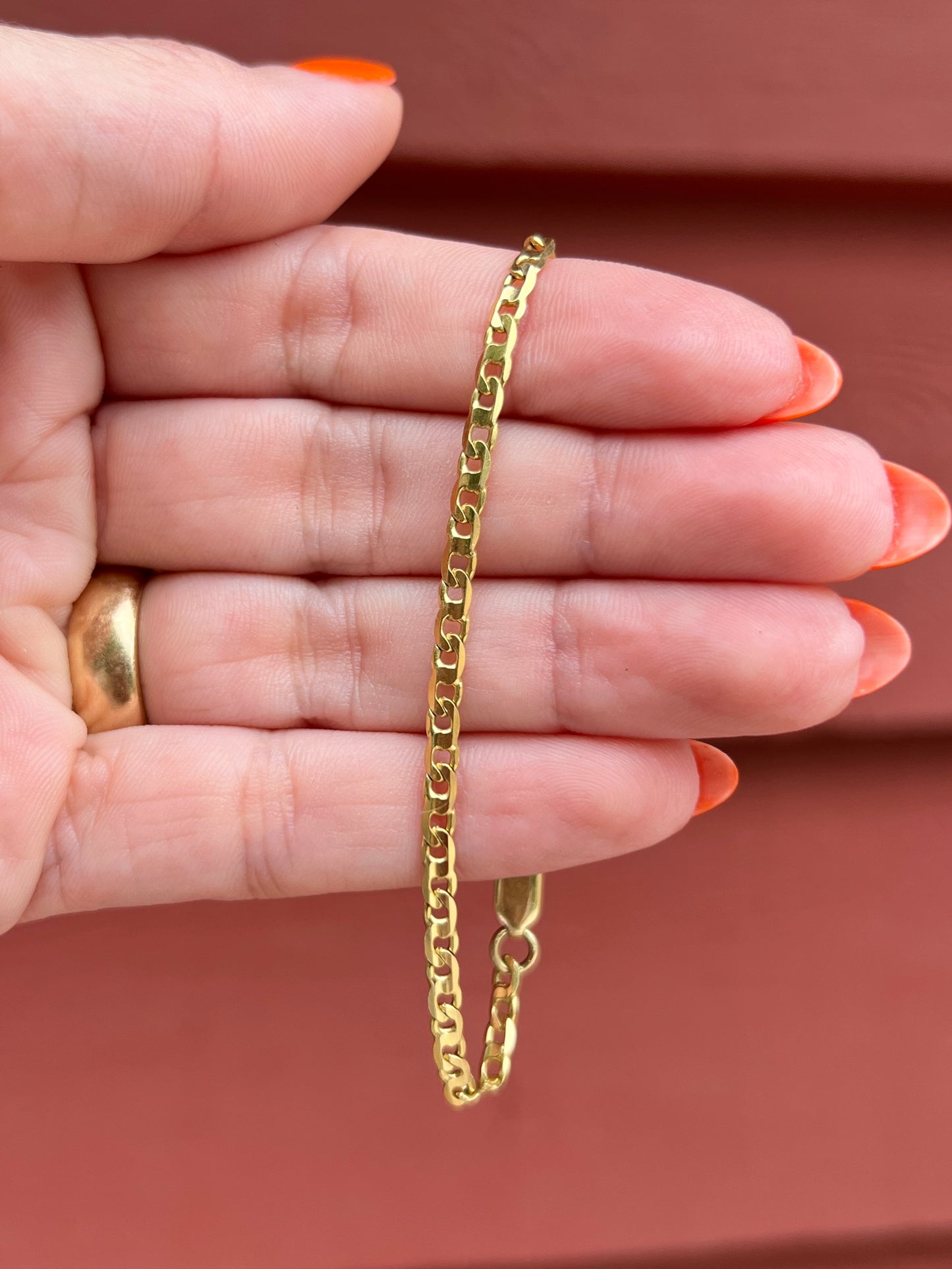 Vintage 18k Gold 7.5” Bird’s Eye Link Bracelet
