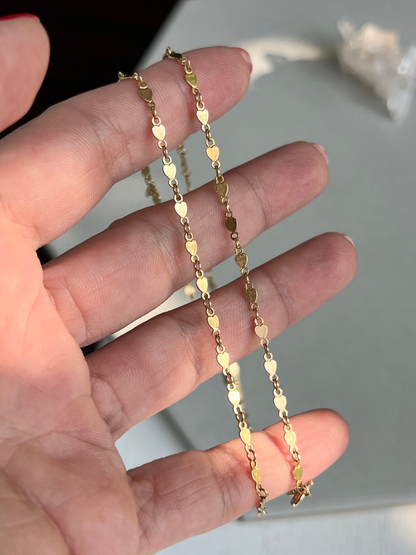 Vintage 14k Gold 21” Baby Heart Link Chain