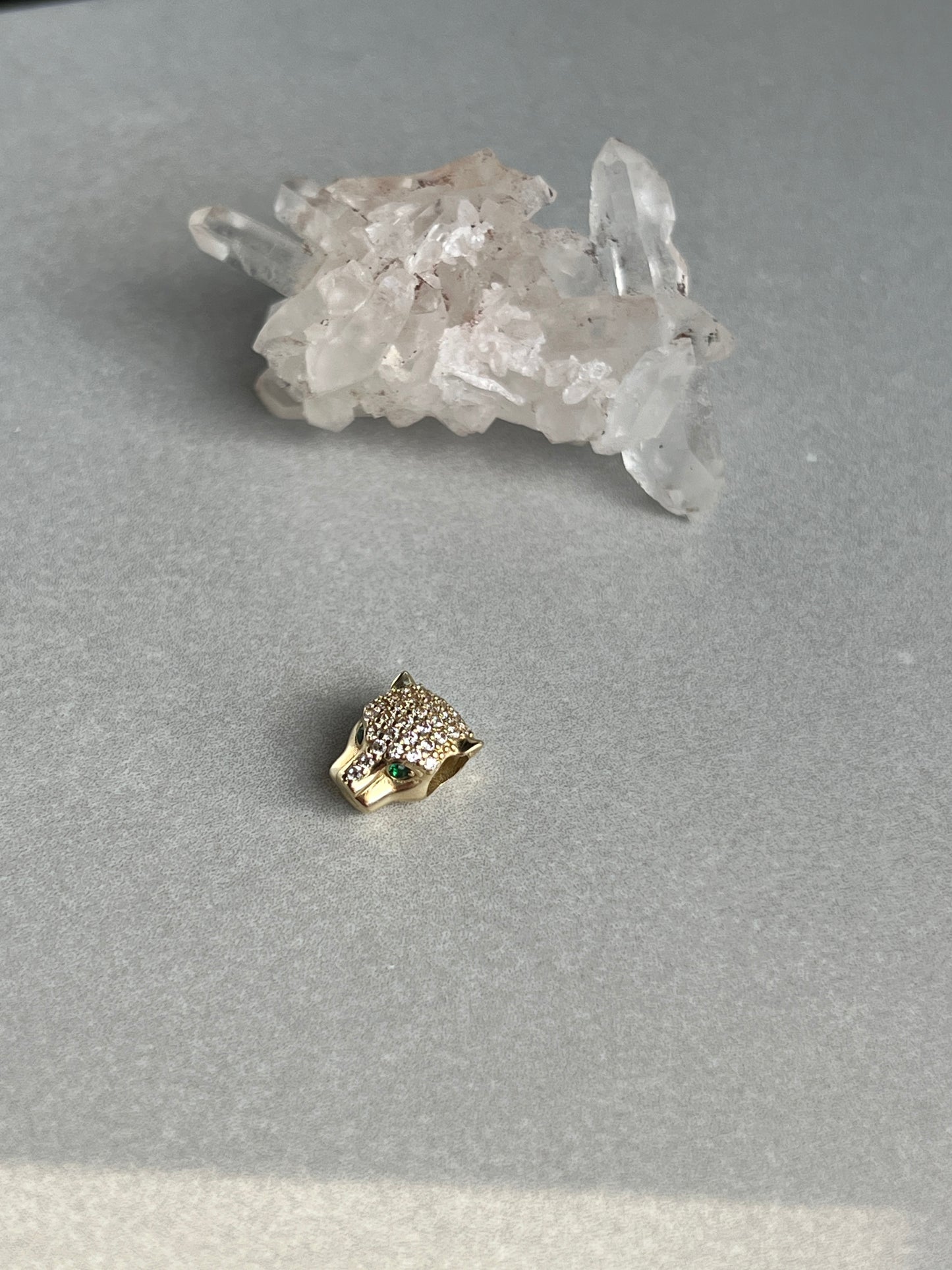 Estate 14k Gold Pavé Leopard Bead Charm